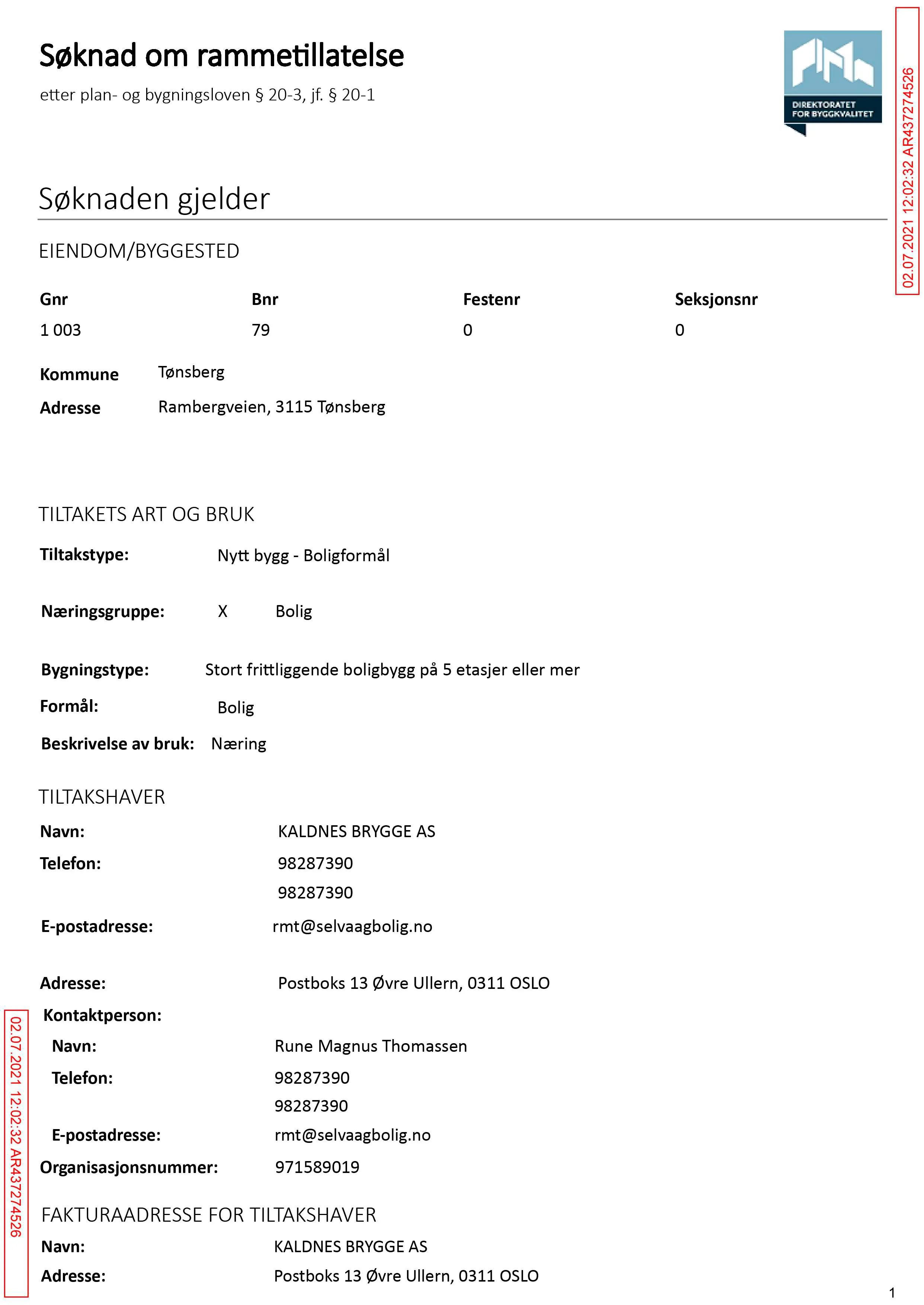 Søknad om rammetillatelse