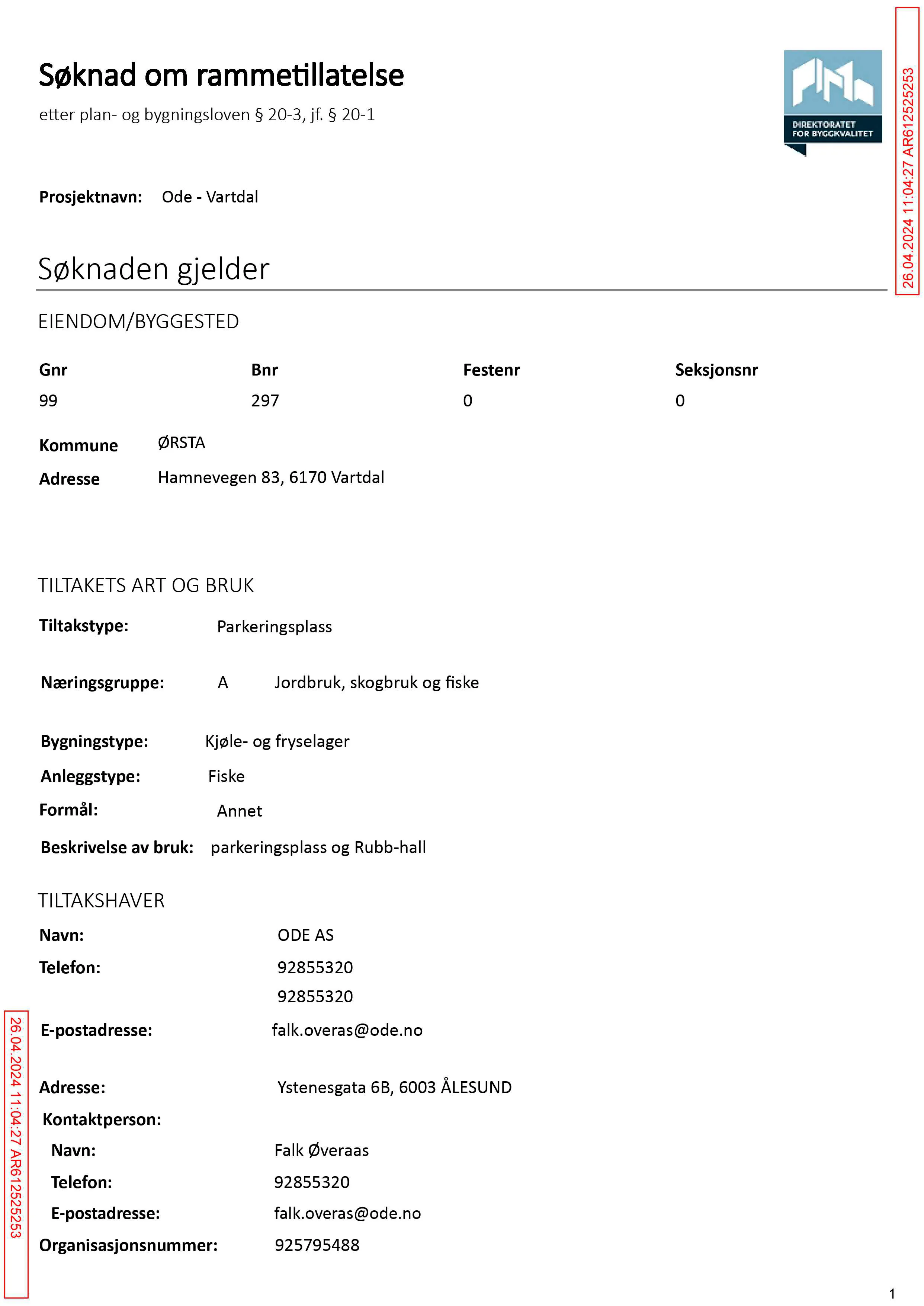 Søknad om rammetillatelse