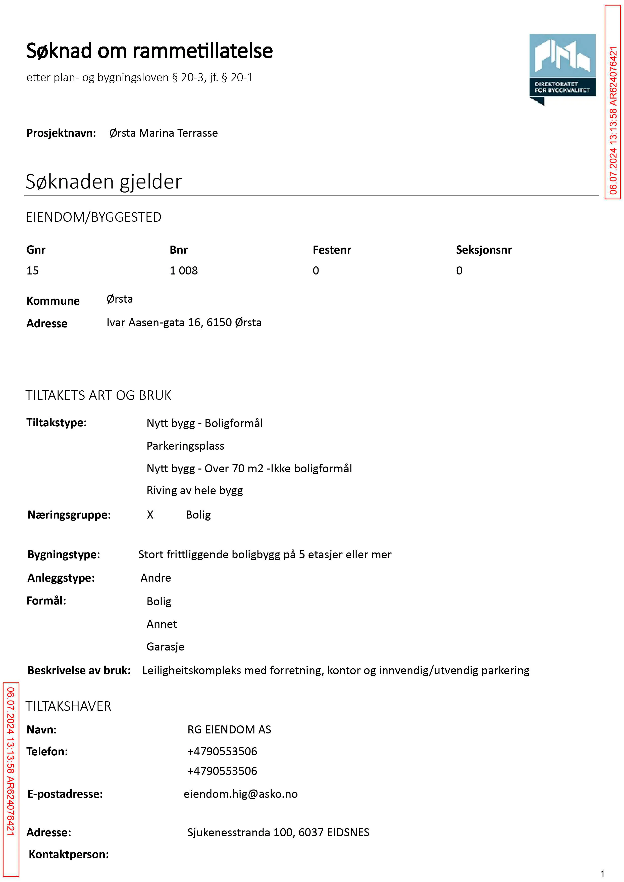 Søknad om rammetillatelse