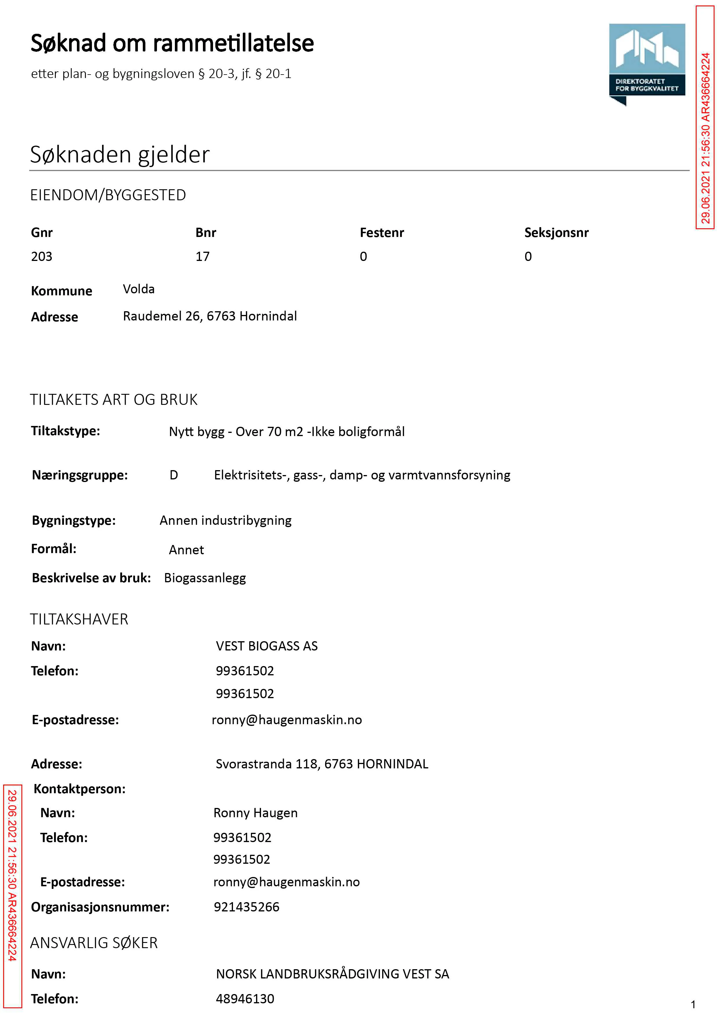 Søknad om rammetillatelse