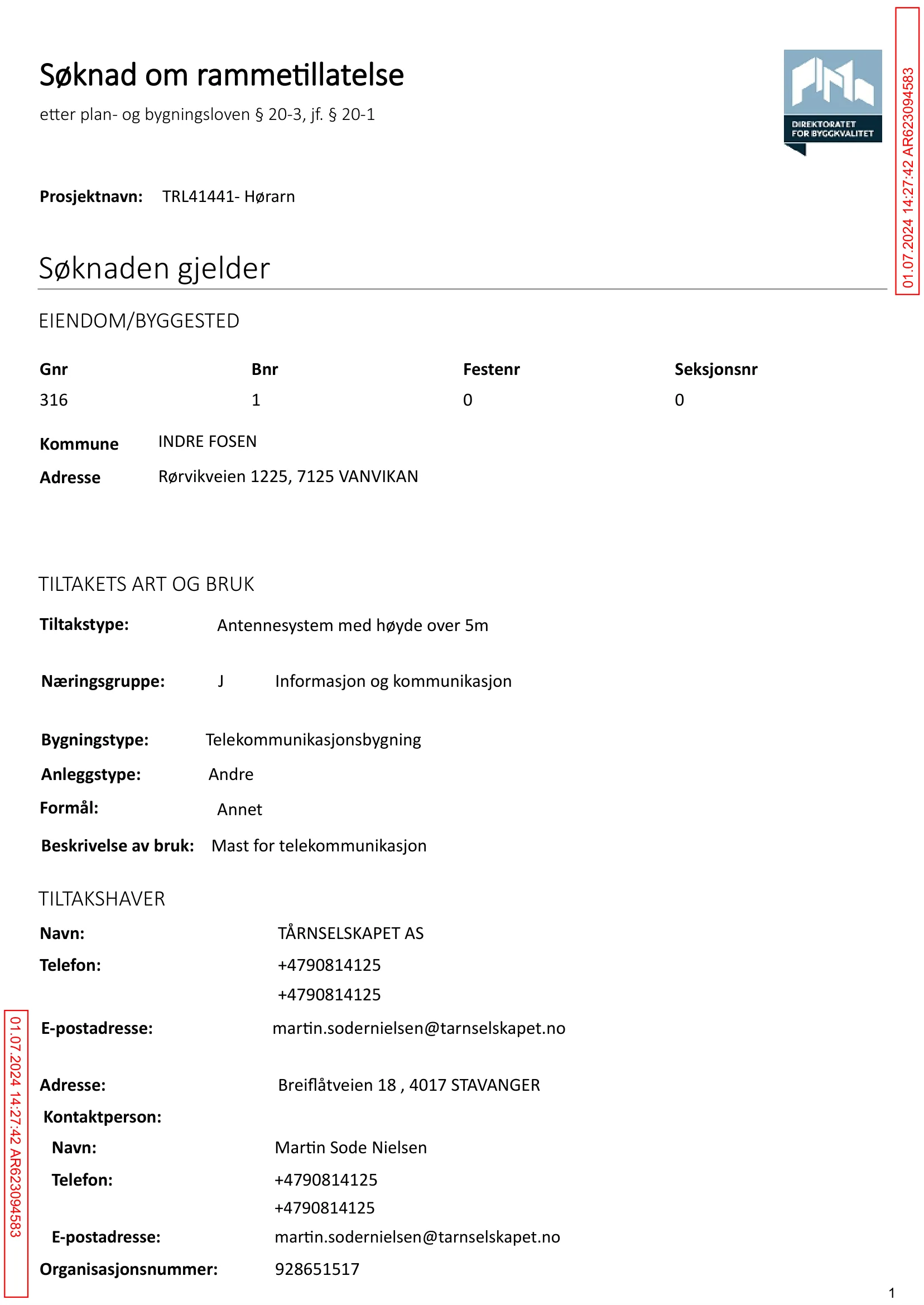 Søknad om rammetillatelse