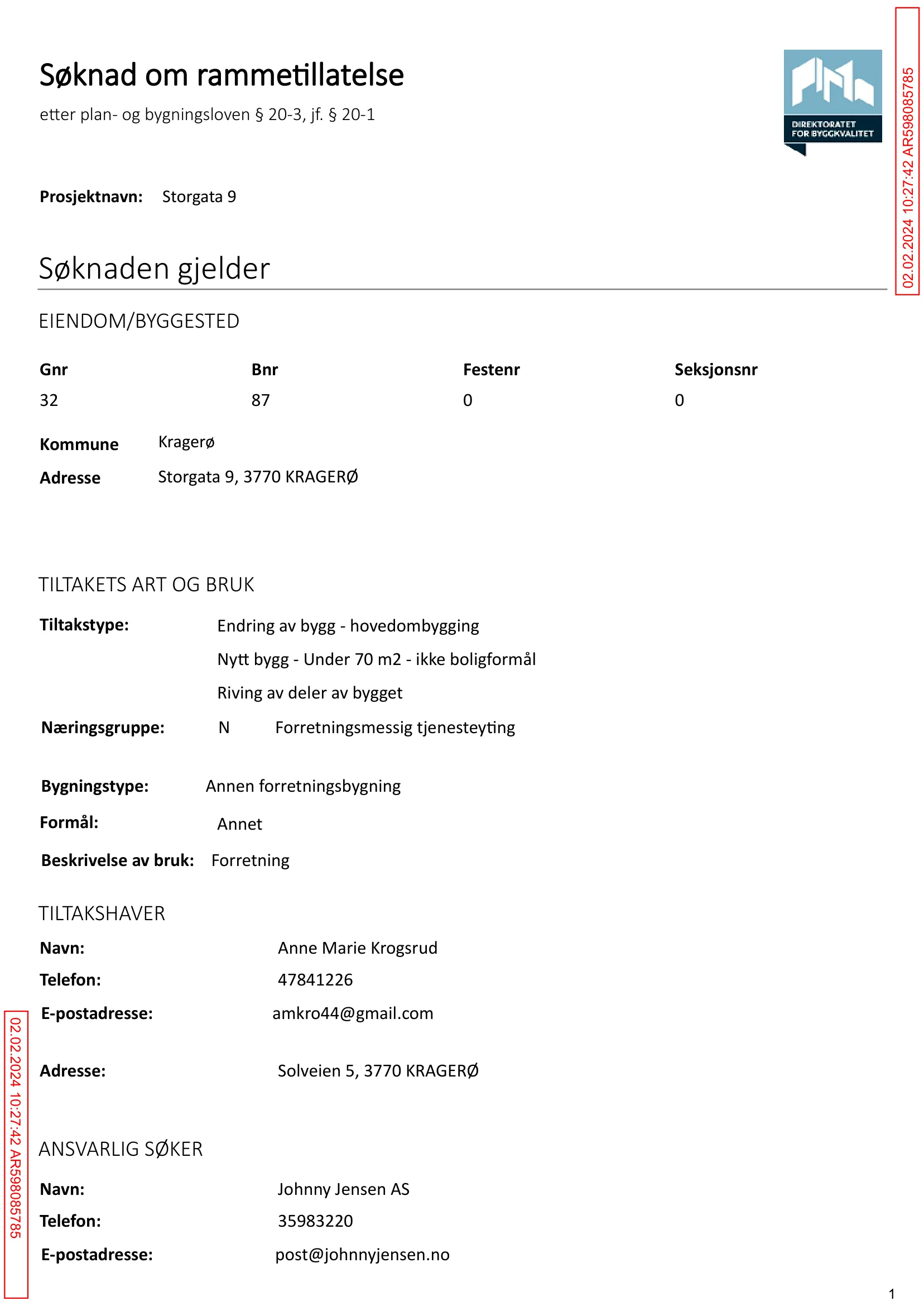 Søknad om rammetillatelse