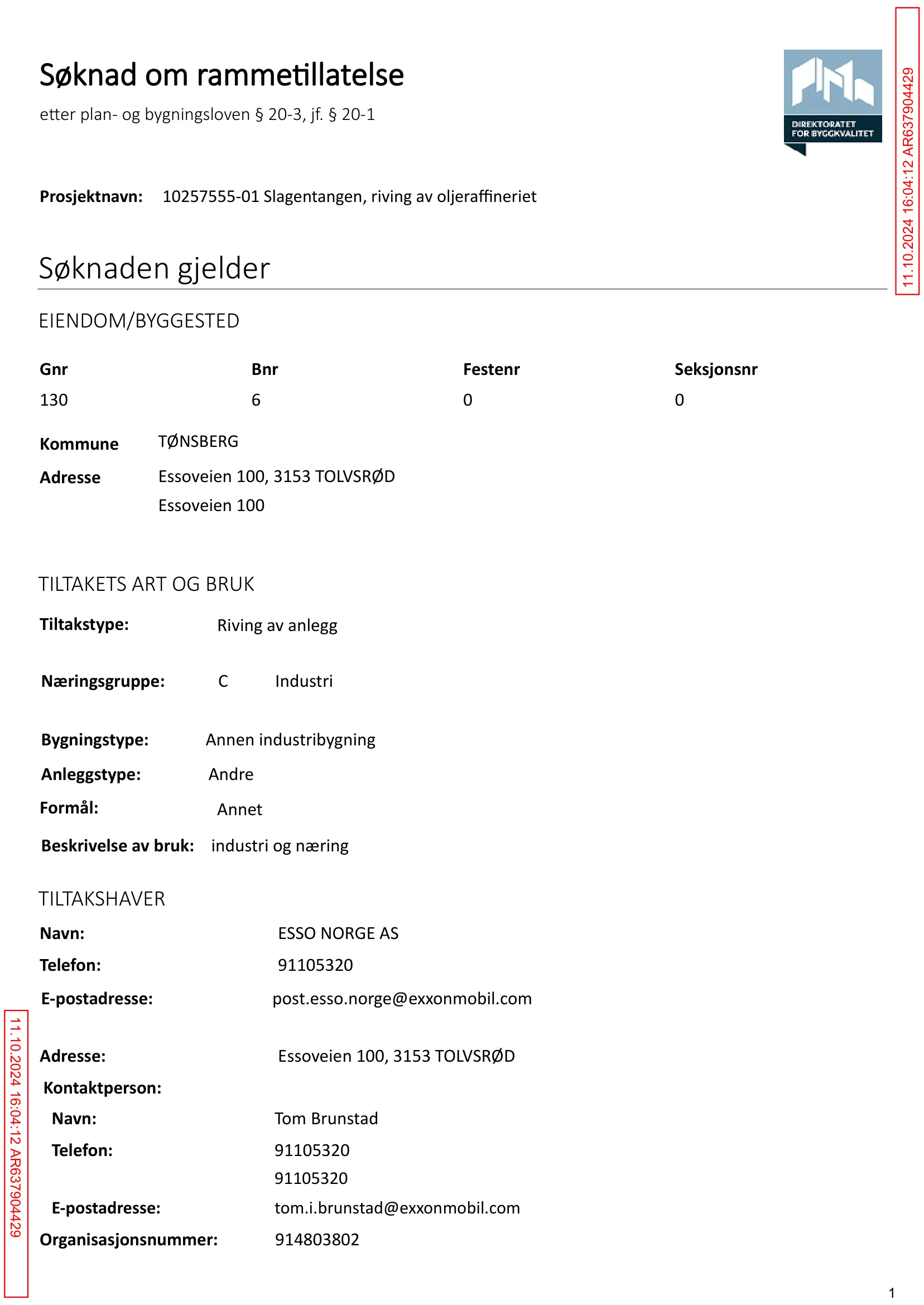 Søknad om rammetillatelse