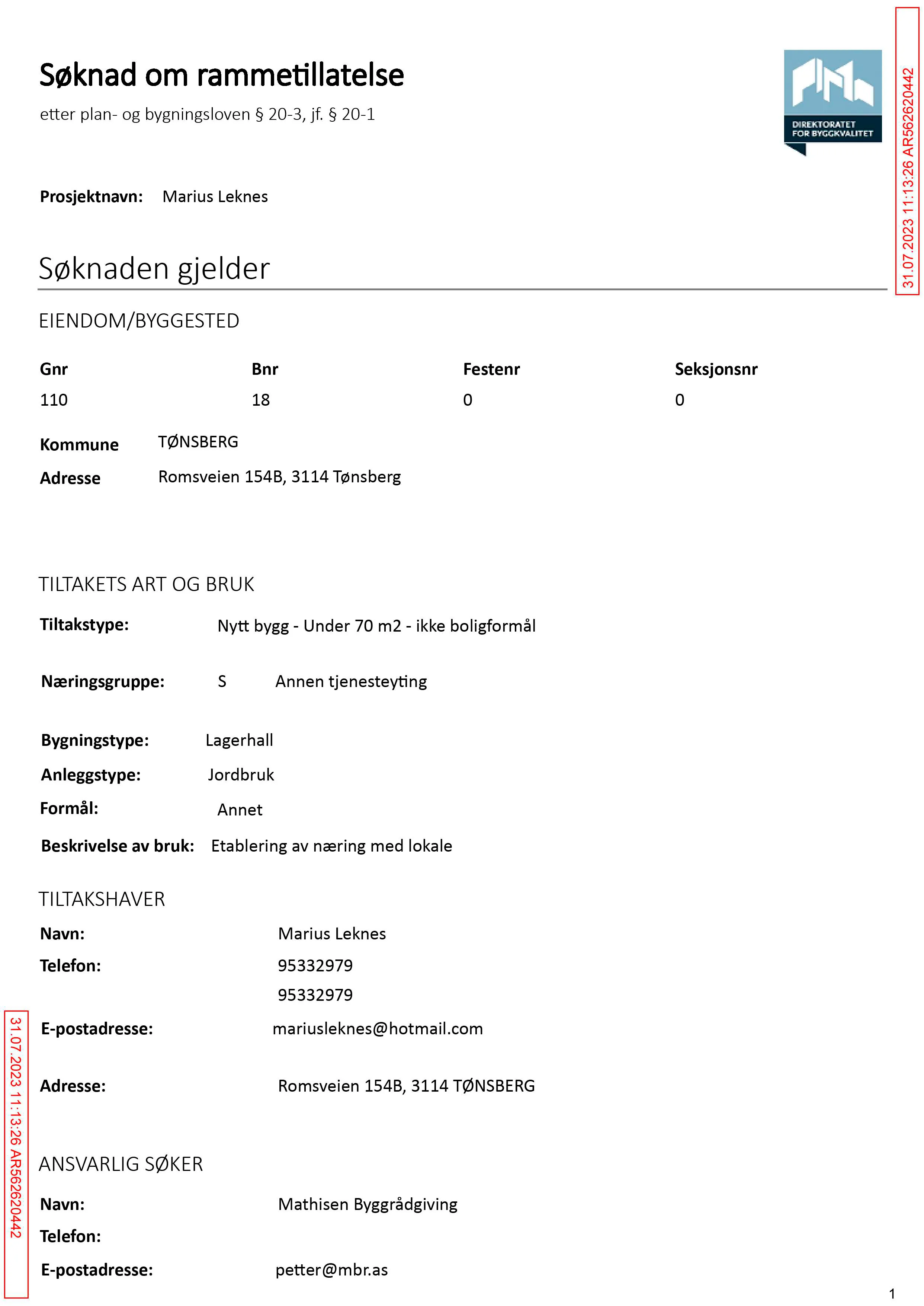 Søknad om rammetillatelse
