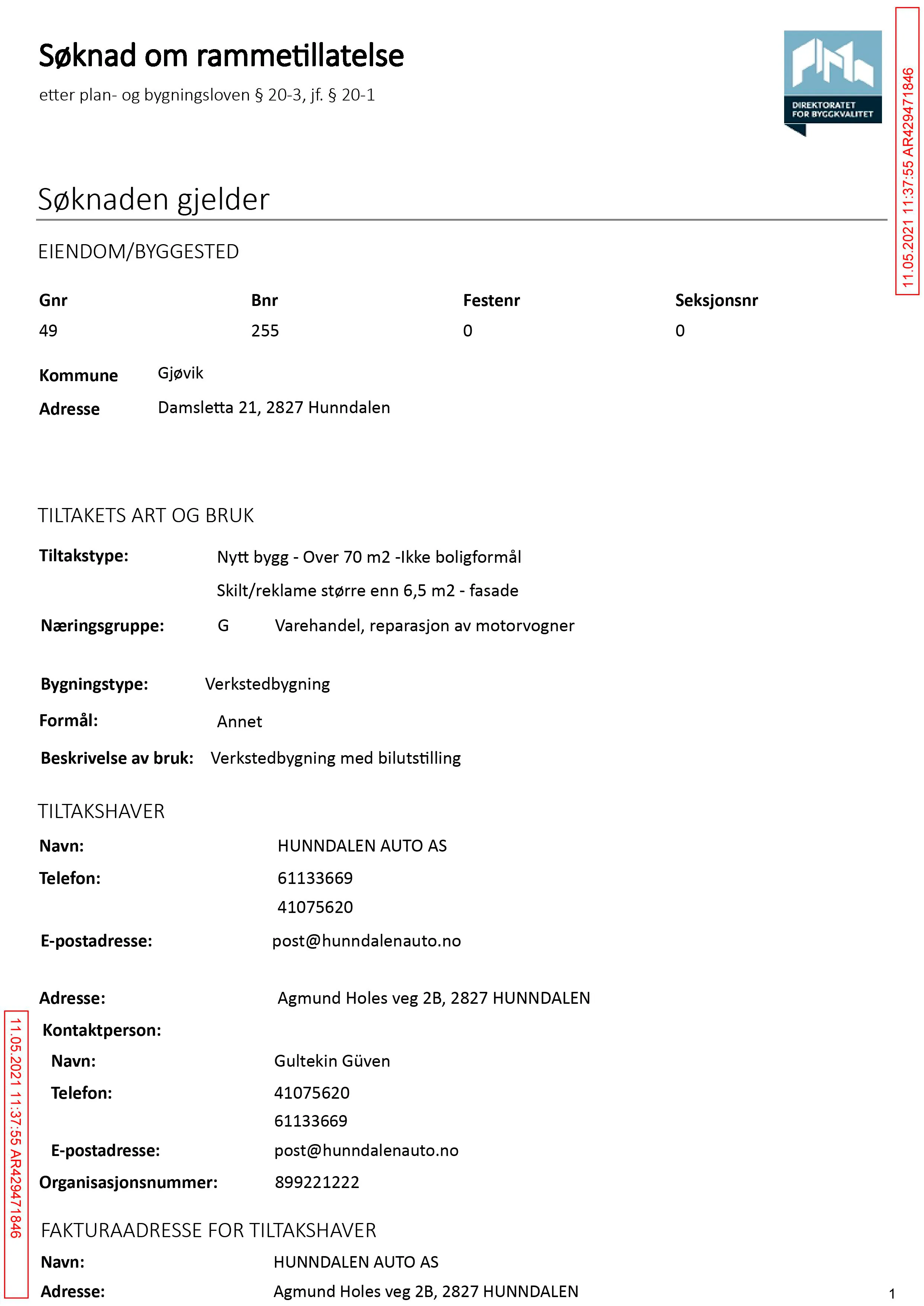 Søknad om rammetillatelse