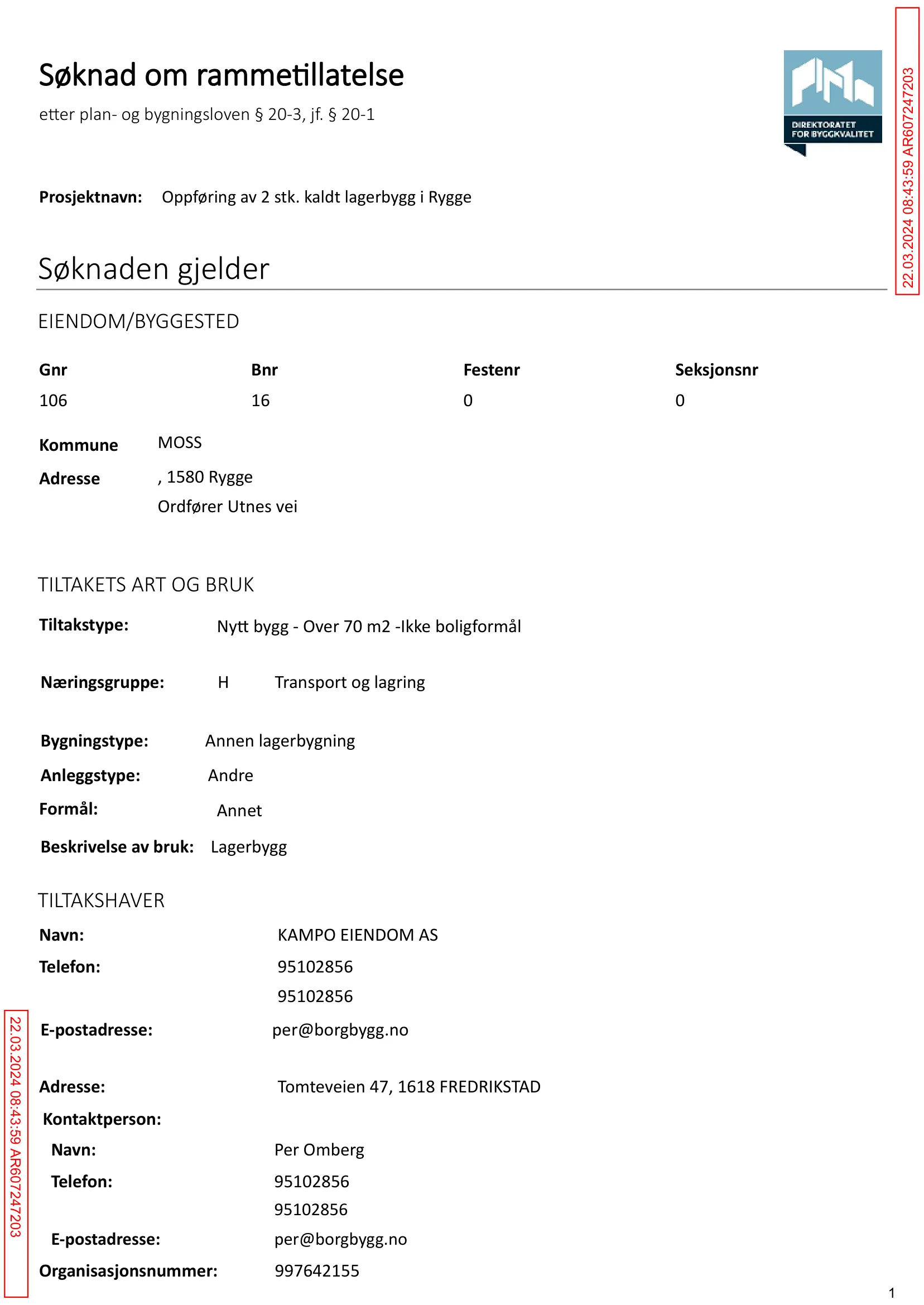Søknad om rammetillatelse