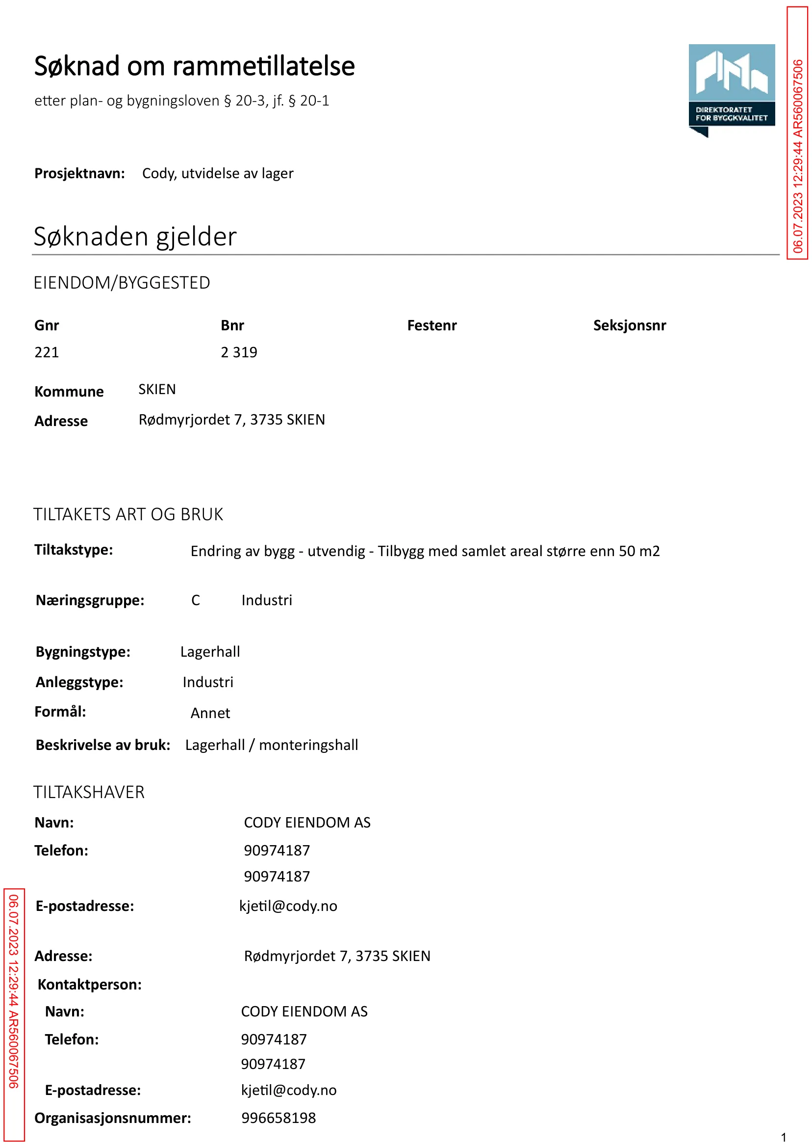 Søknad om rammetillatelse