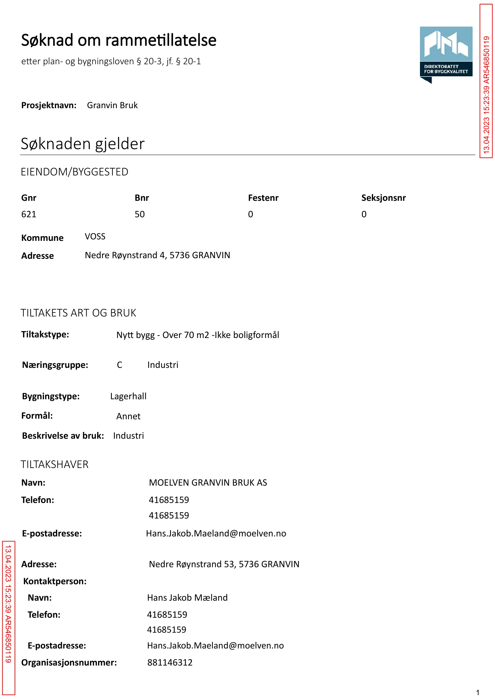 Søknad om rammetillatelse