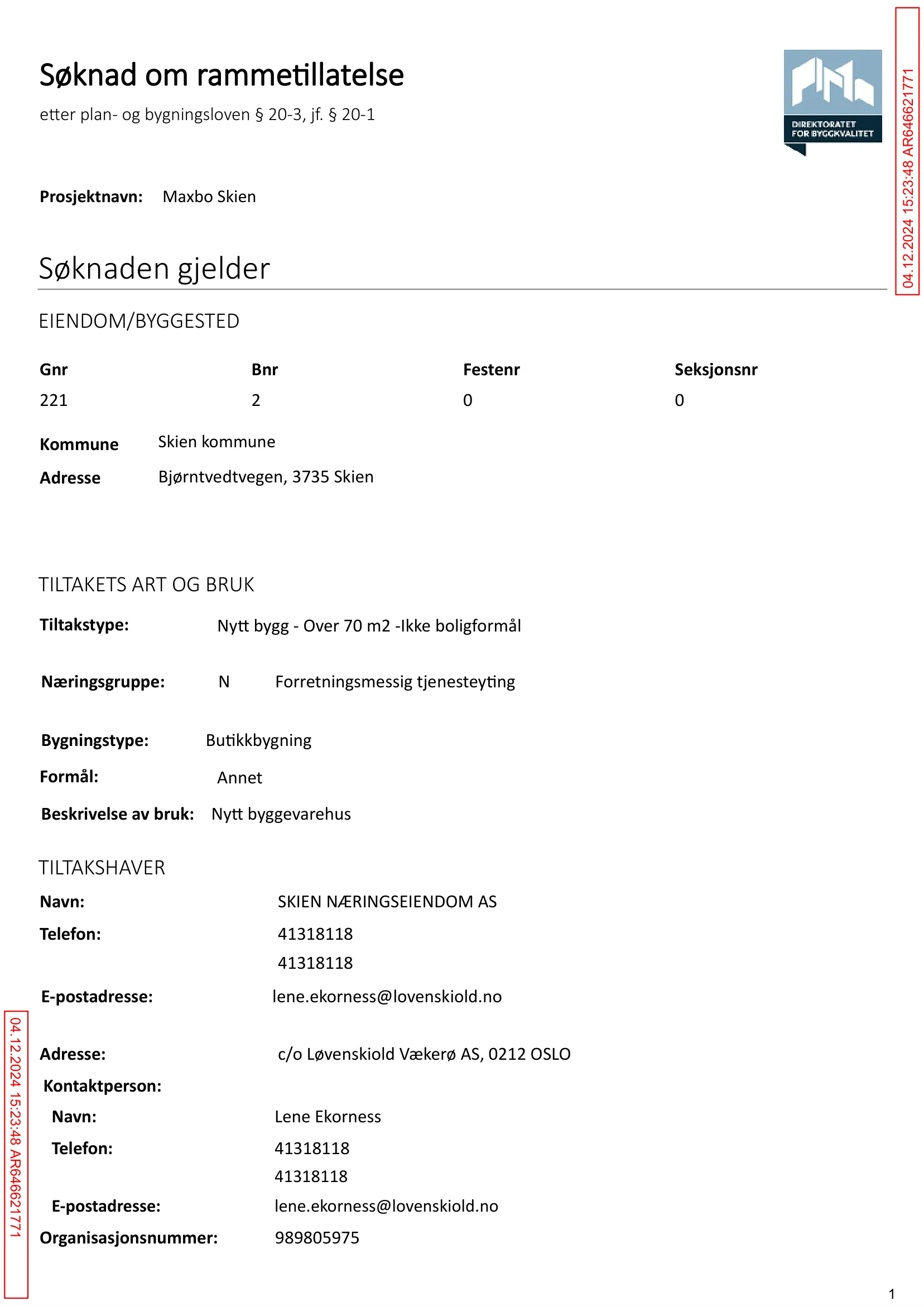 Søknad om rammetillatelse