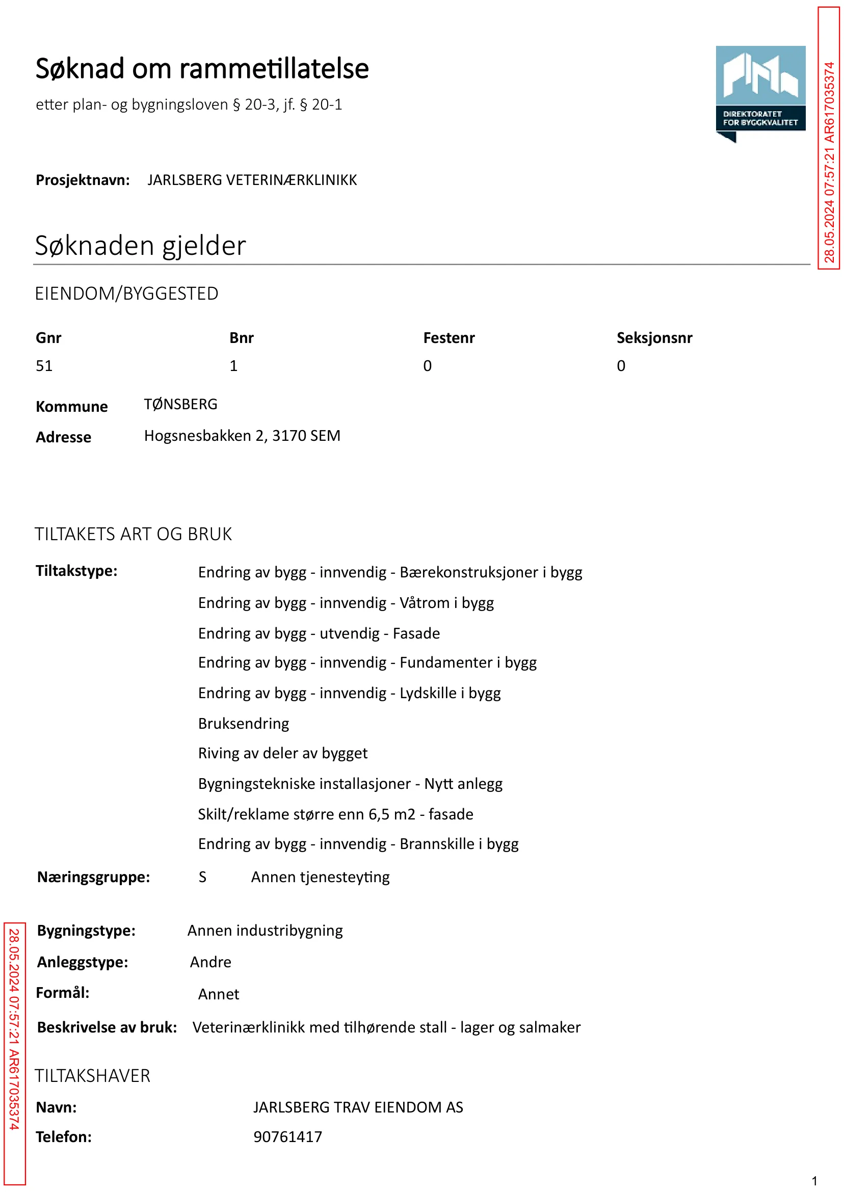 Søknad om rammetillatelse