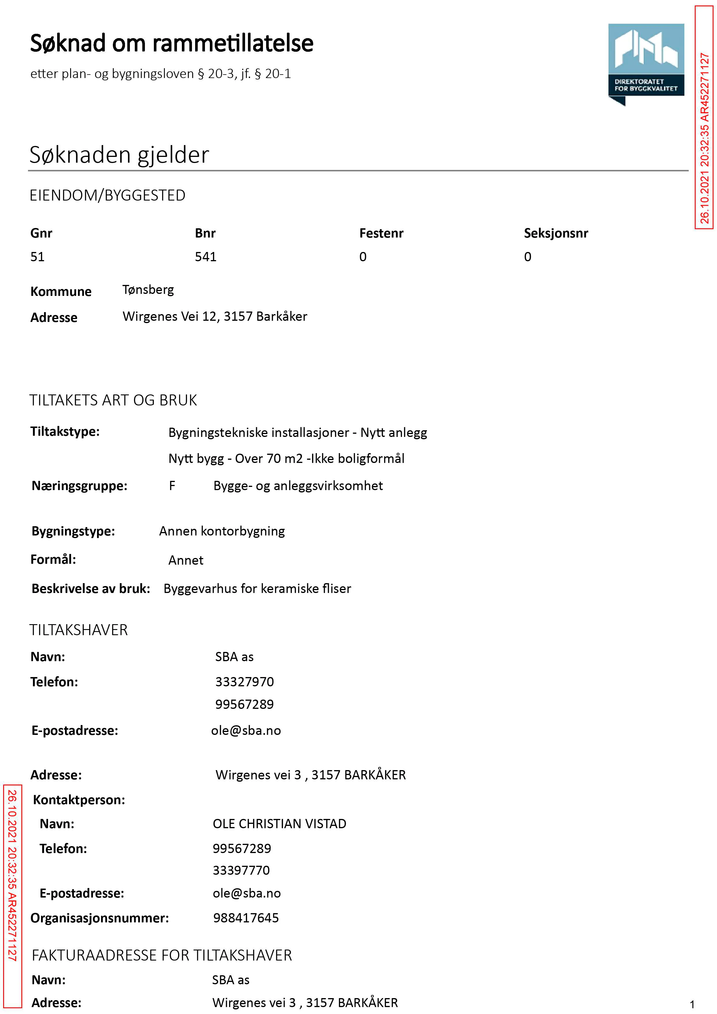 Søknad om rammetillatelse