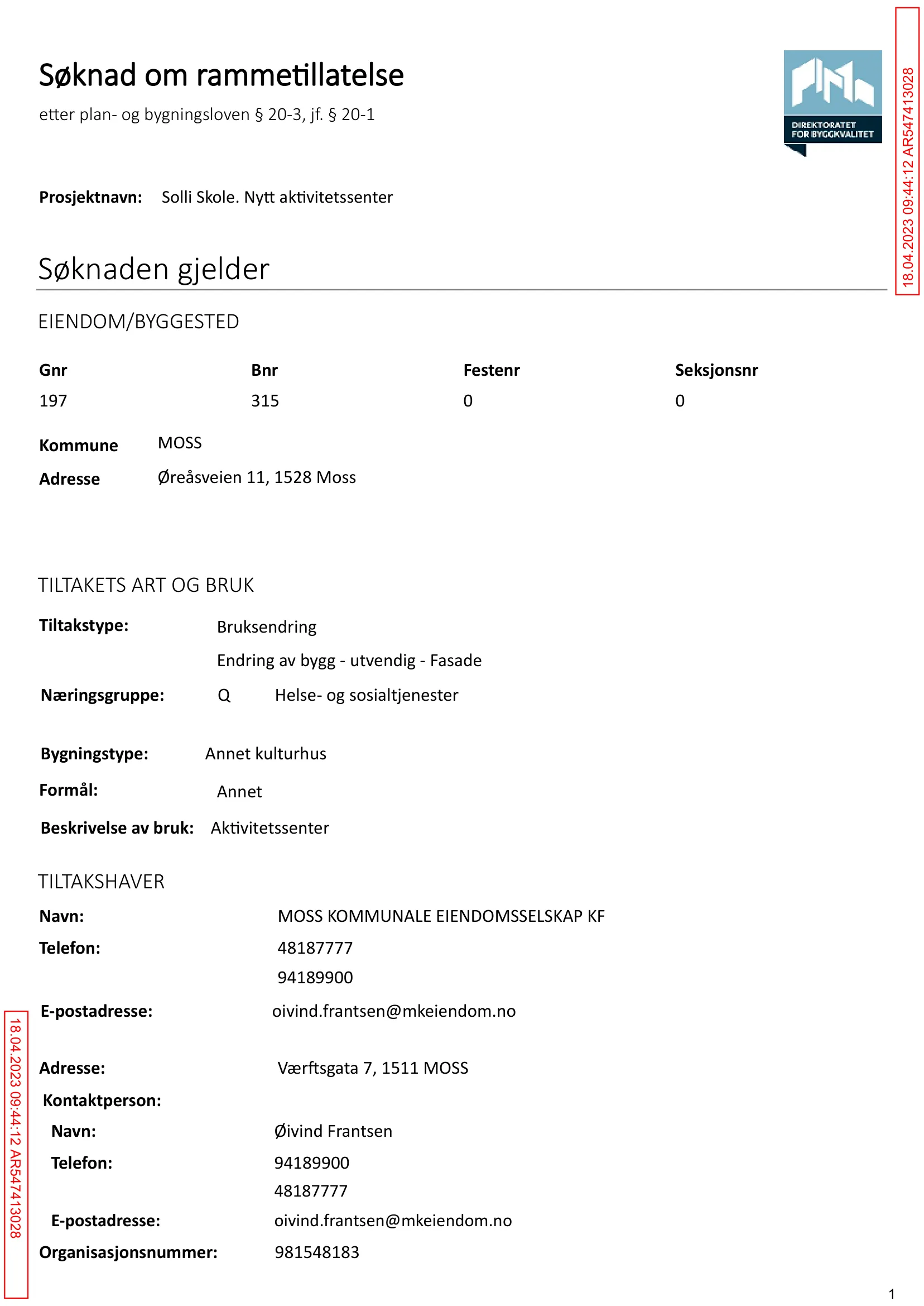 Søknad om rammetillatelse