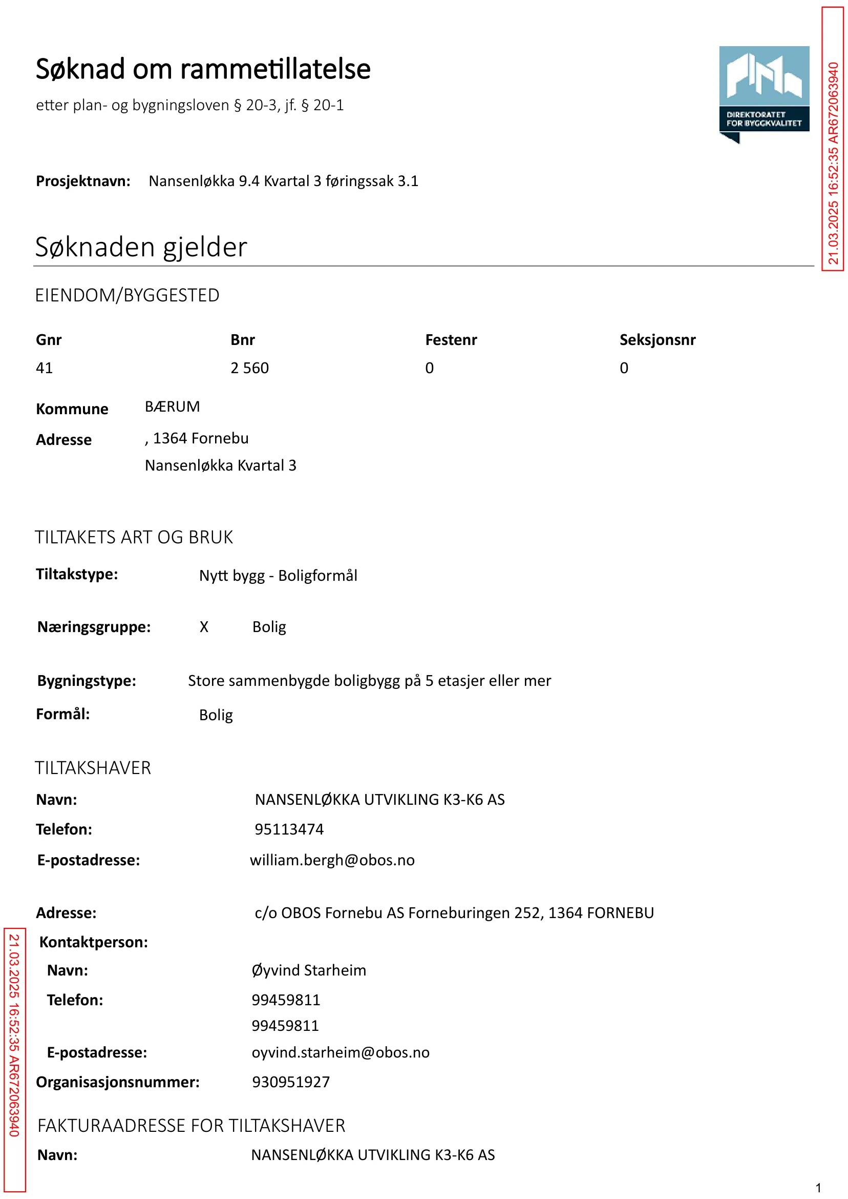 Søknad om rammetillatelse