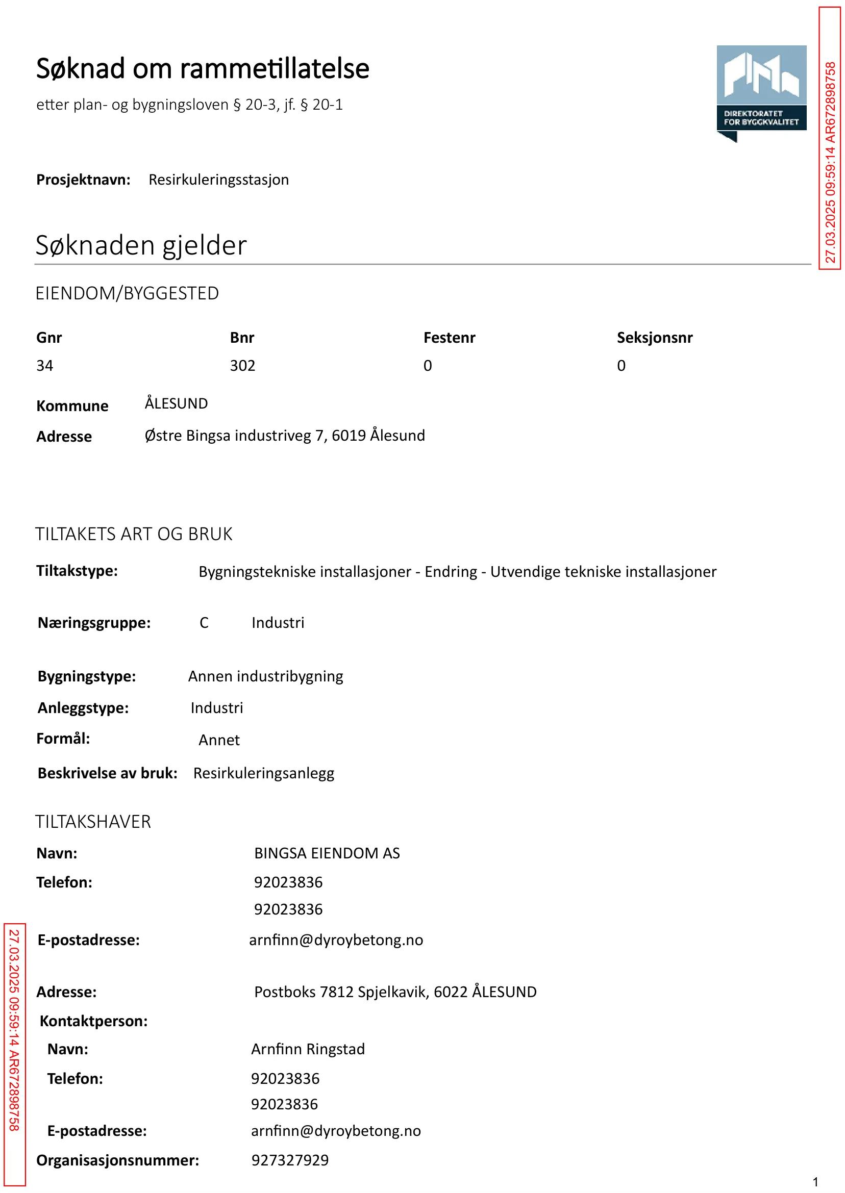 Søknad om rammetillatelse