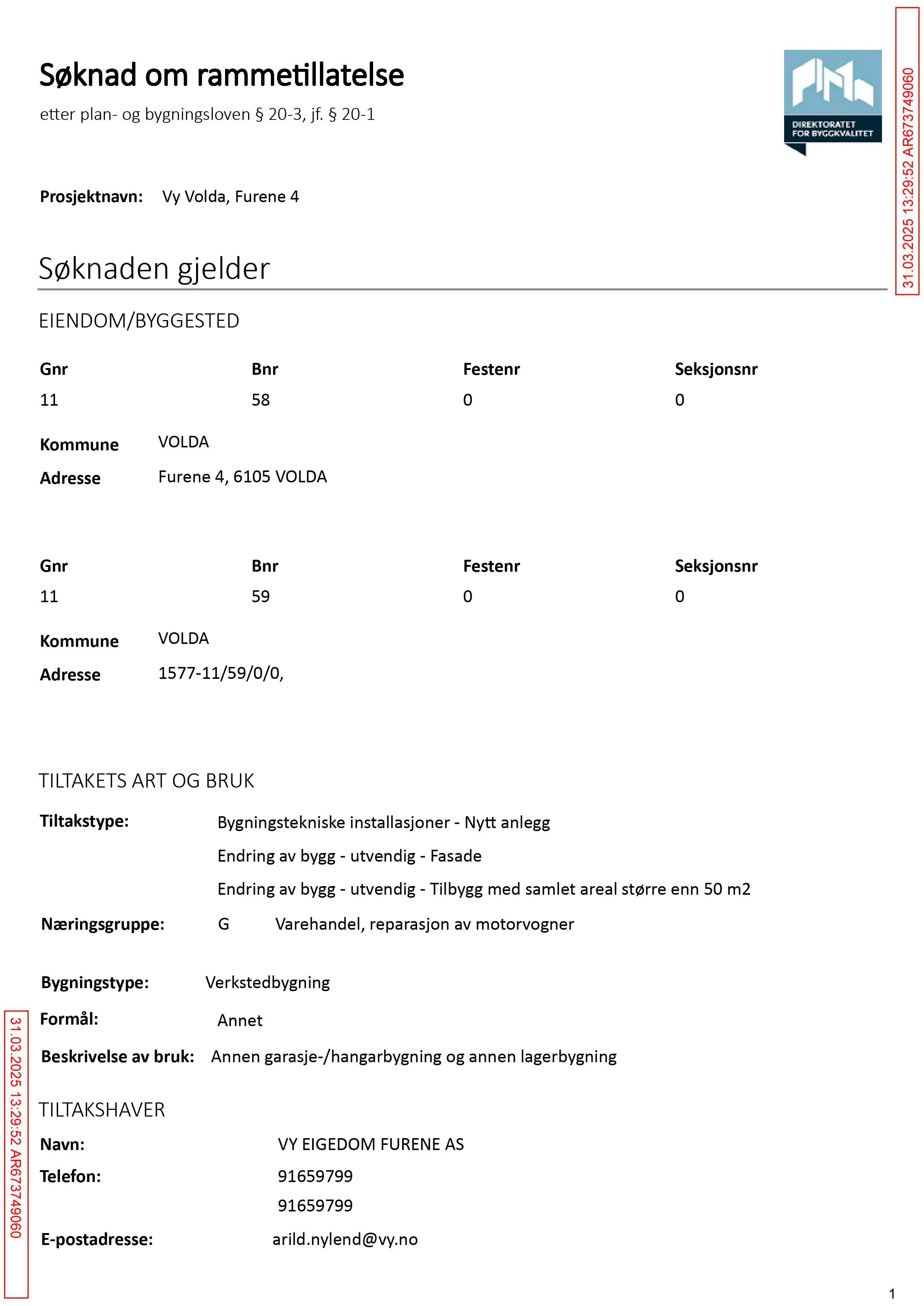 Søknad om rammetillatelse