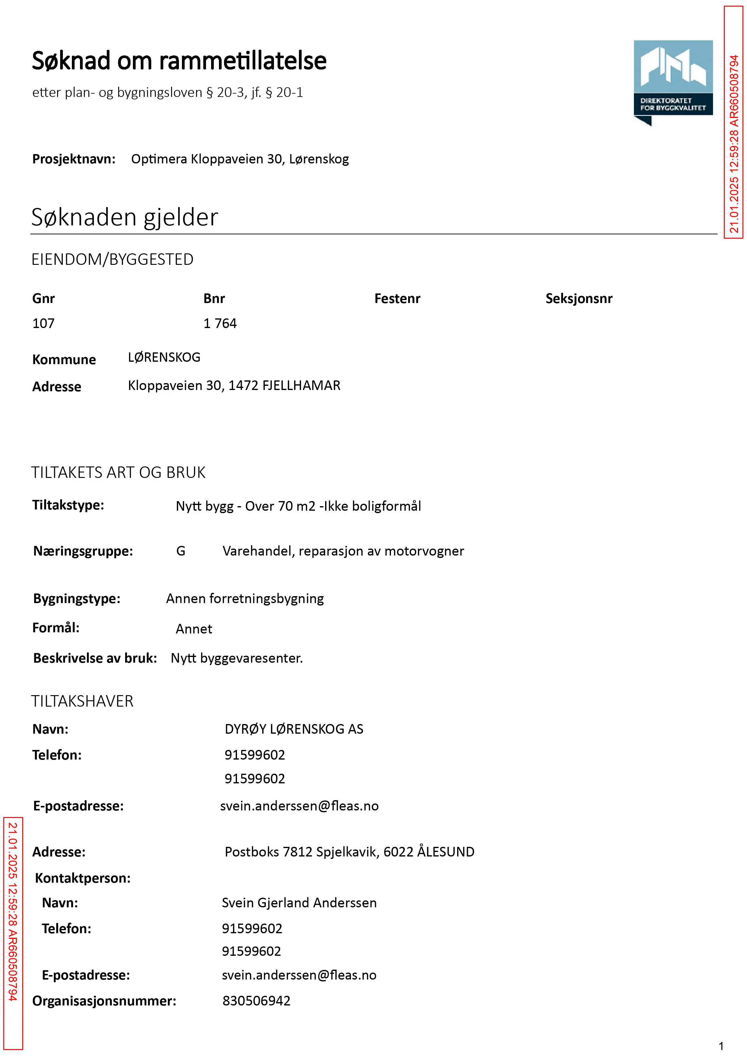 Søknad om rammetillatelse