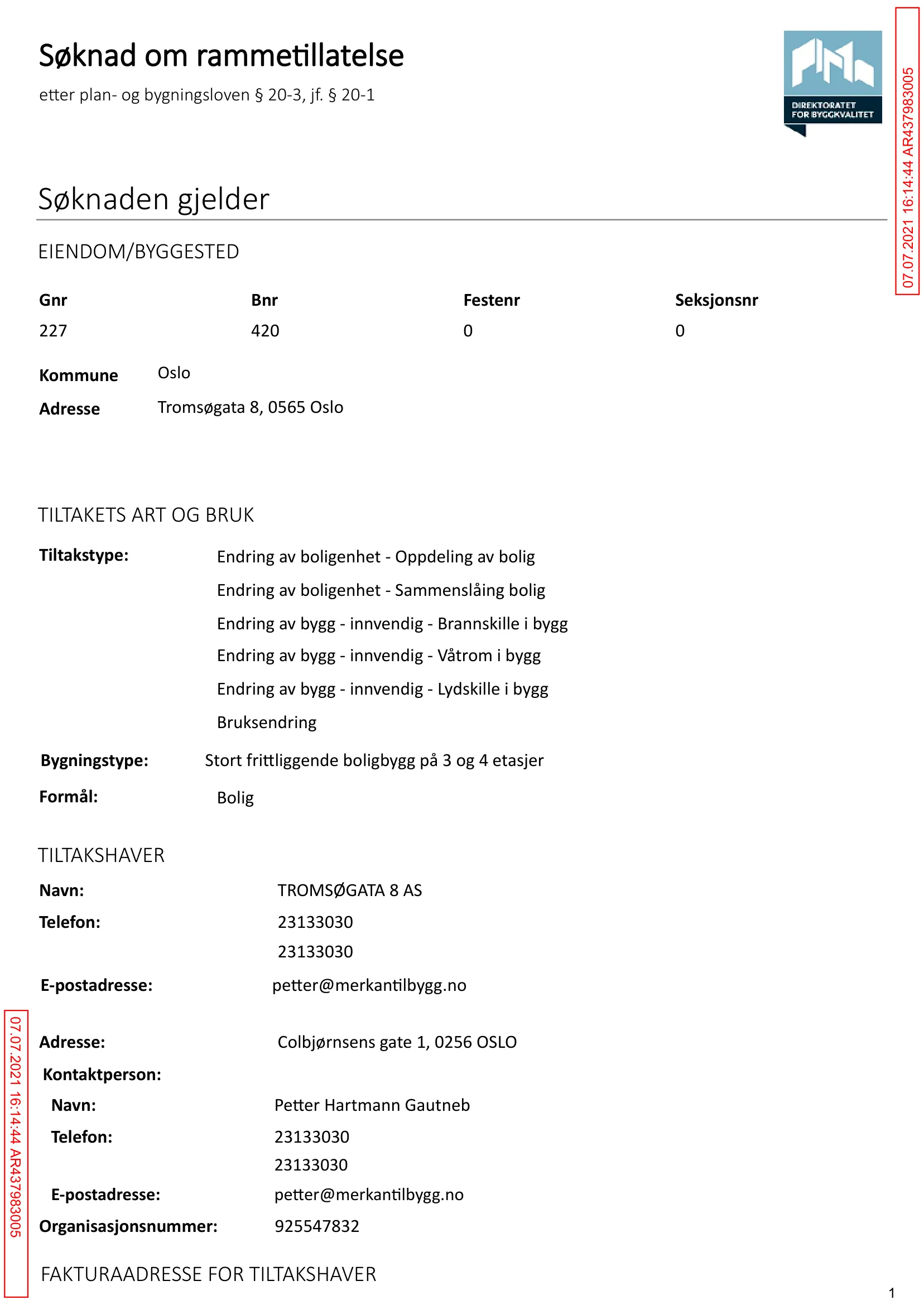 Søknad om rammetillatelse