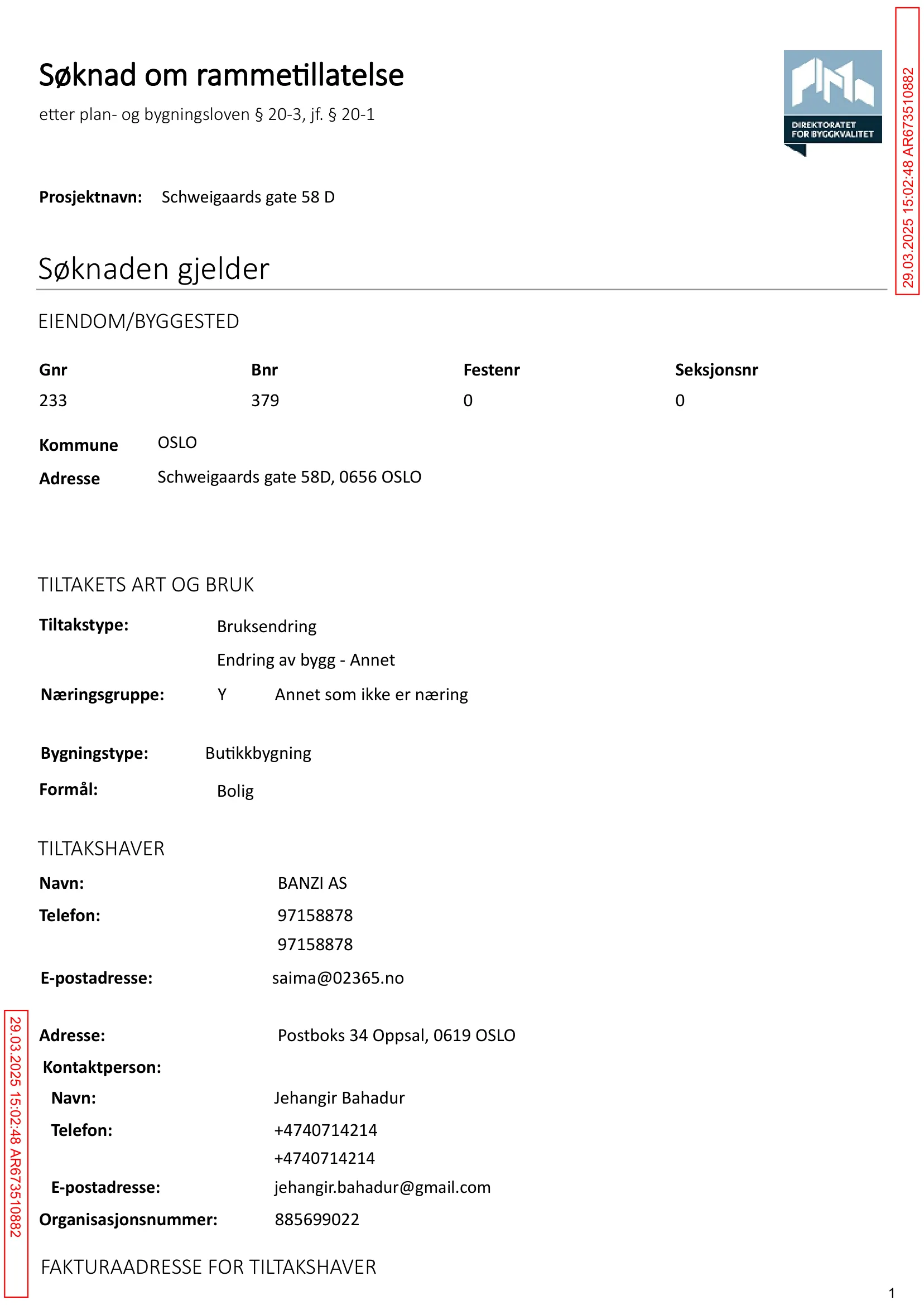 Søknad om rammetillatelse