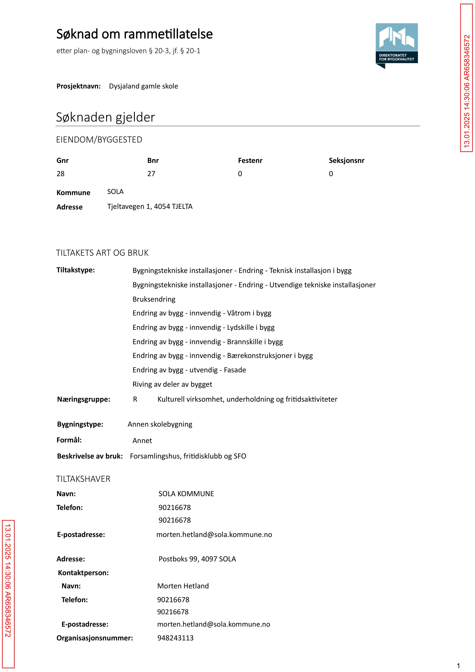 Søknad om rammetillatelse