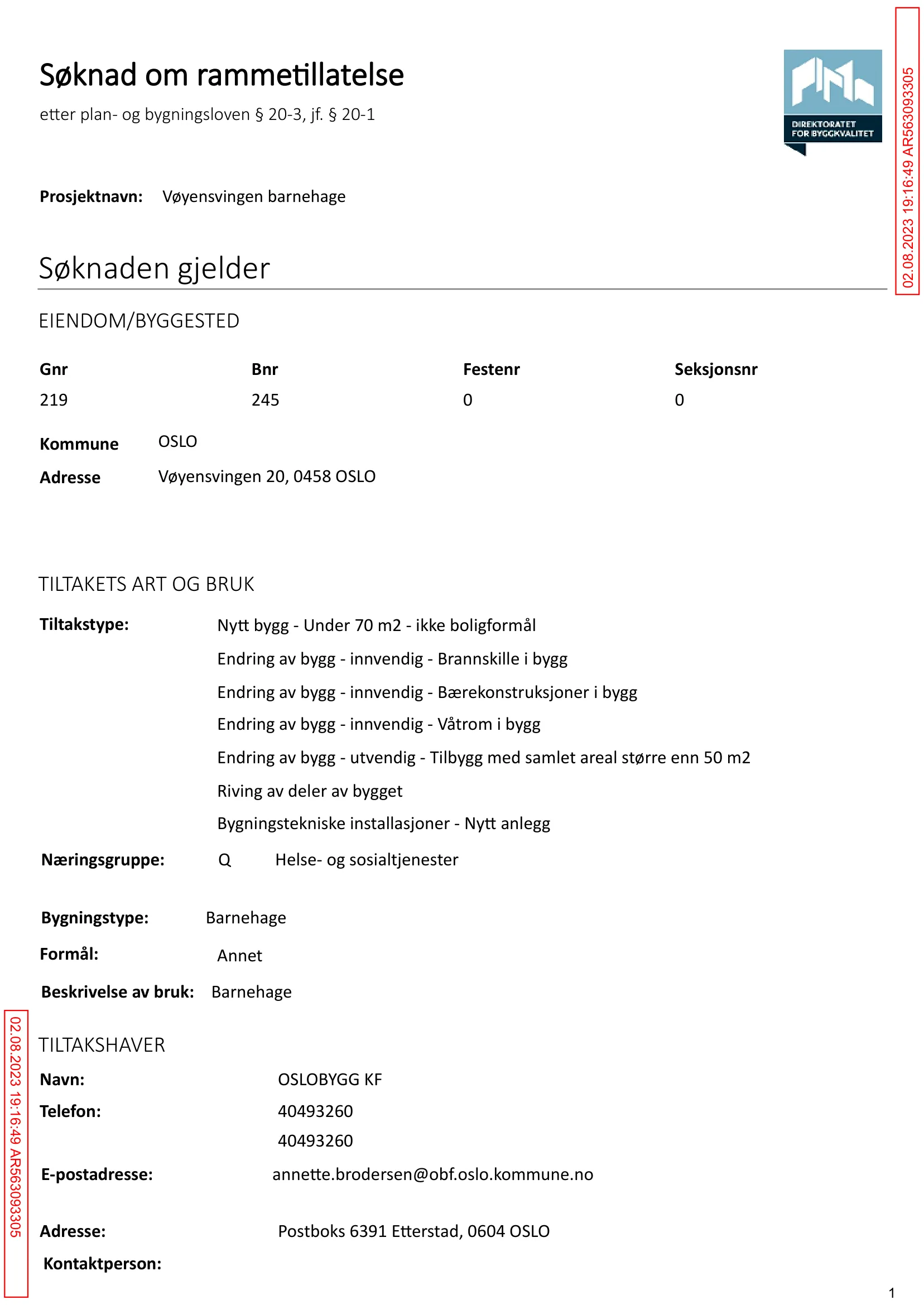 Søknad om rammetillatelse