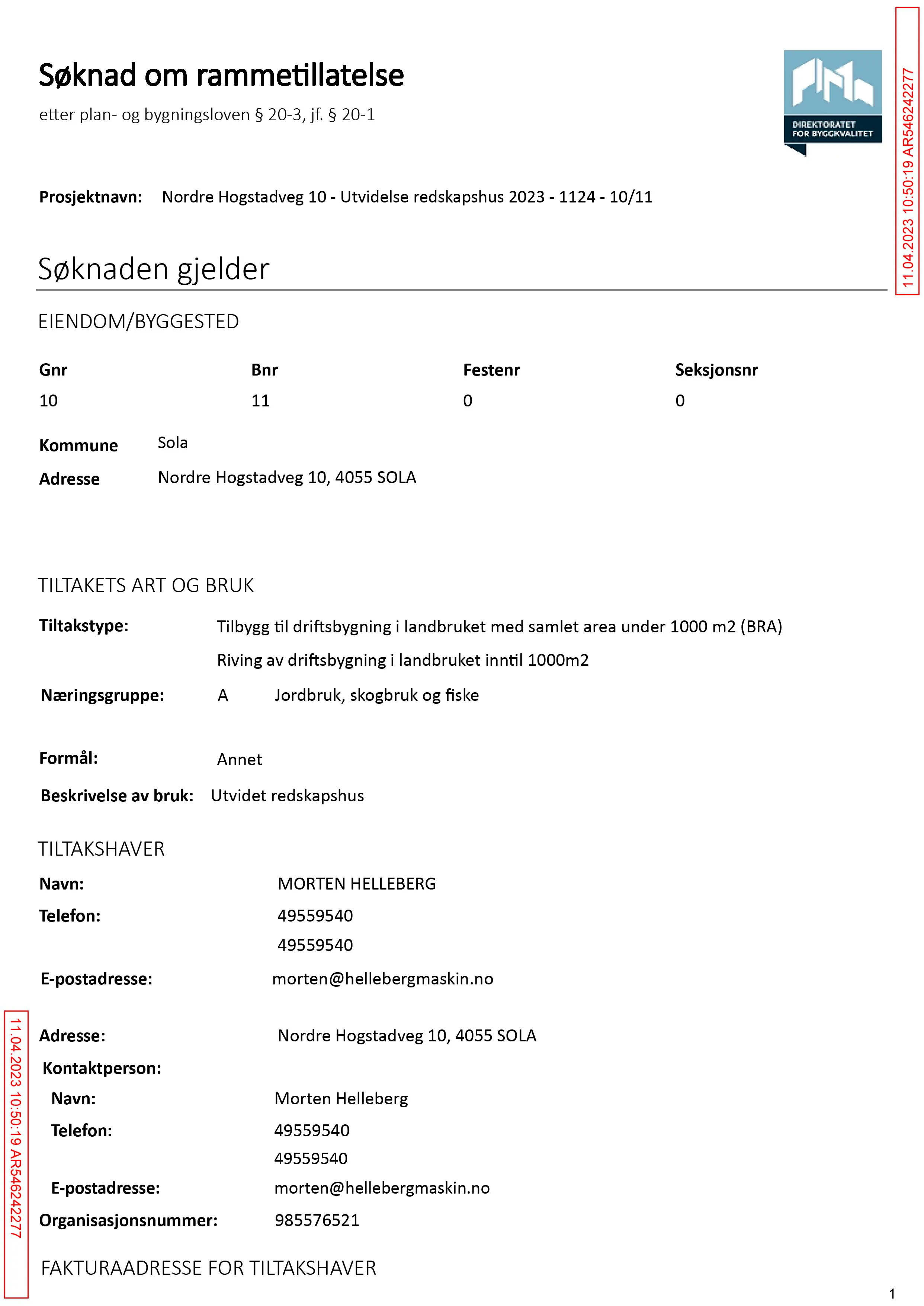 Søknad om rammetillatelse