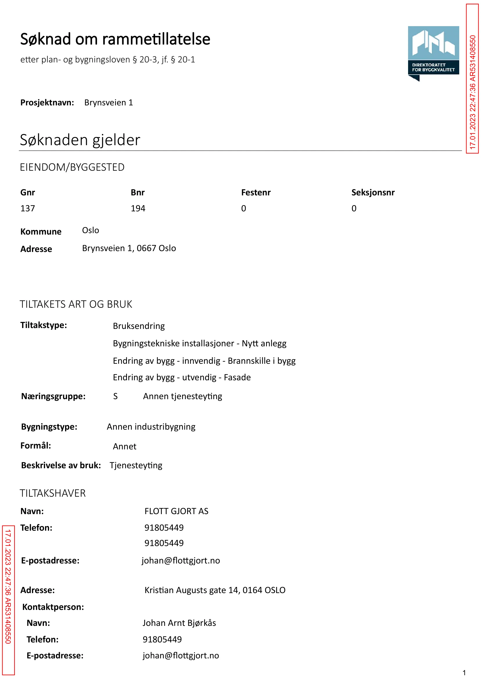 Søknad om rammetillatelse