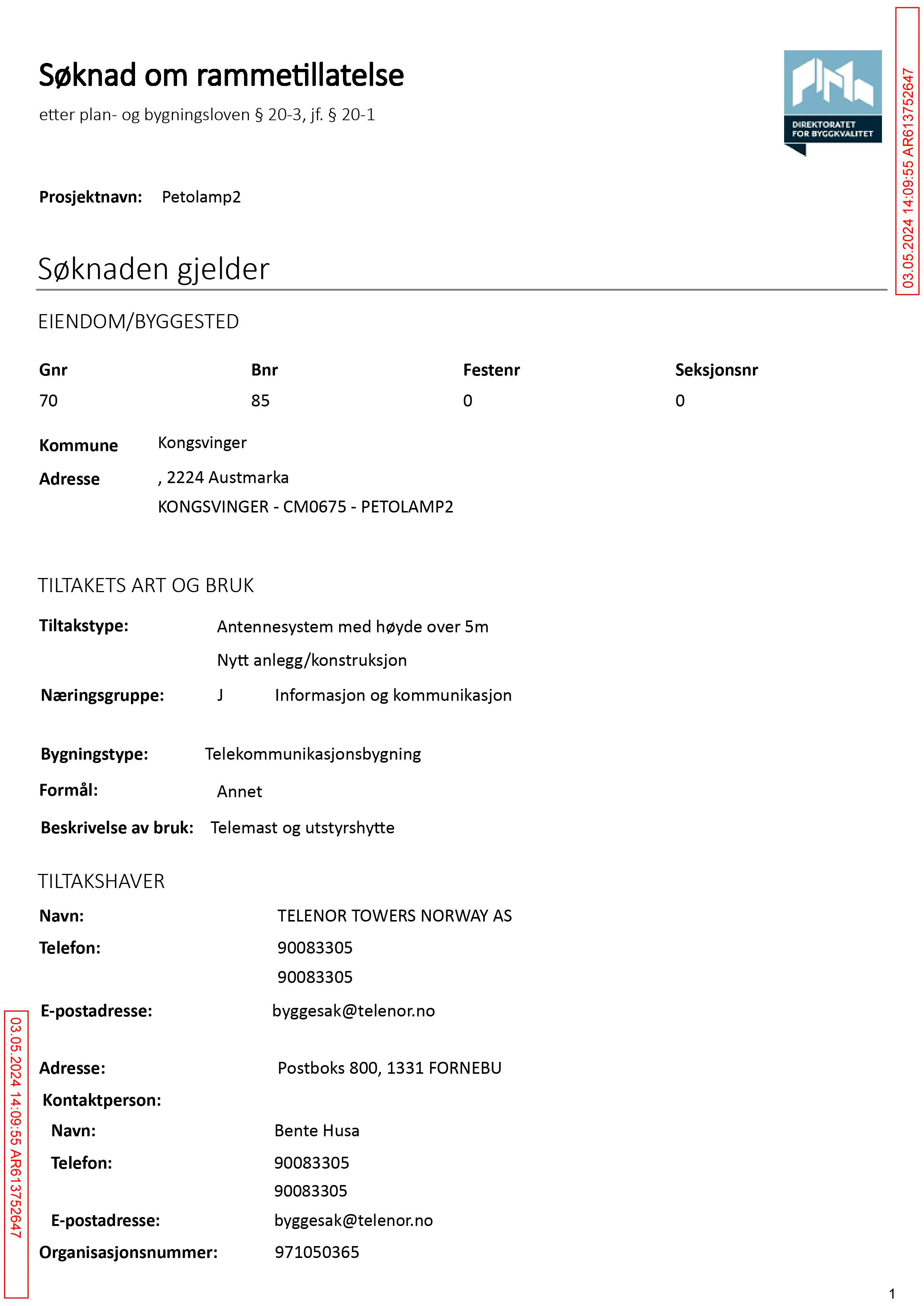 Søknad om rammetillatelse