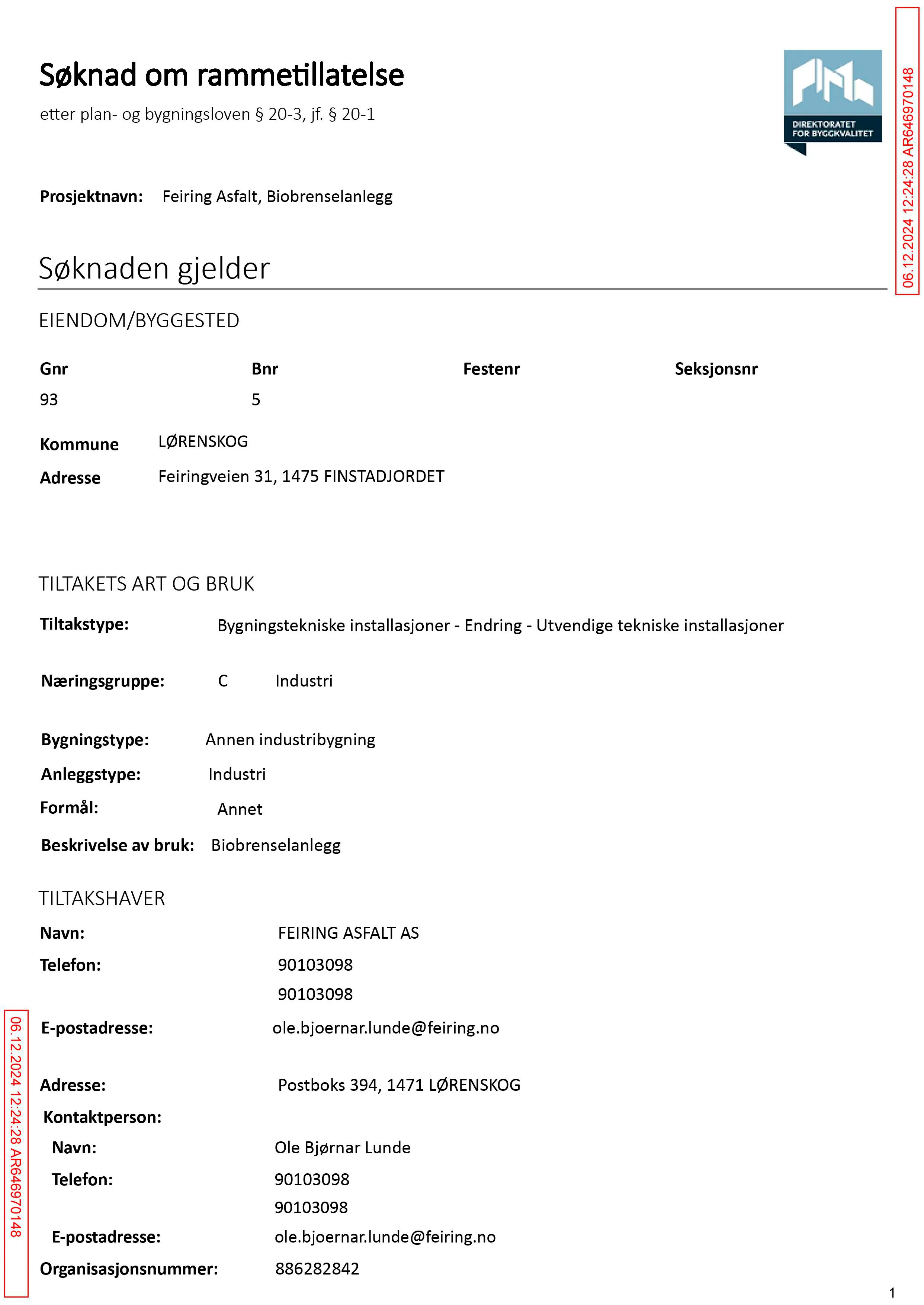 Søknad om rammetillatelse