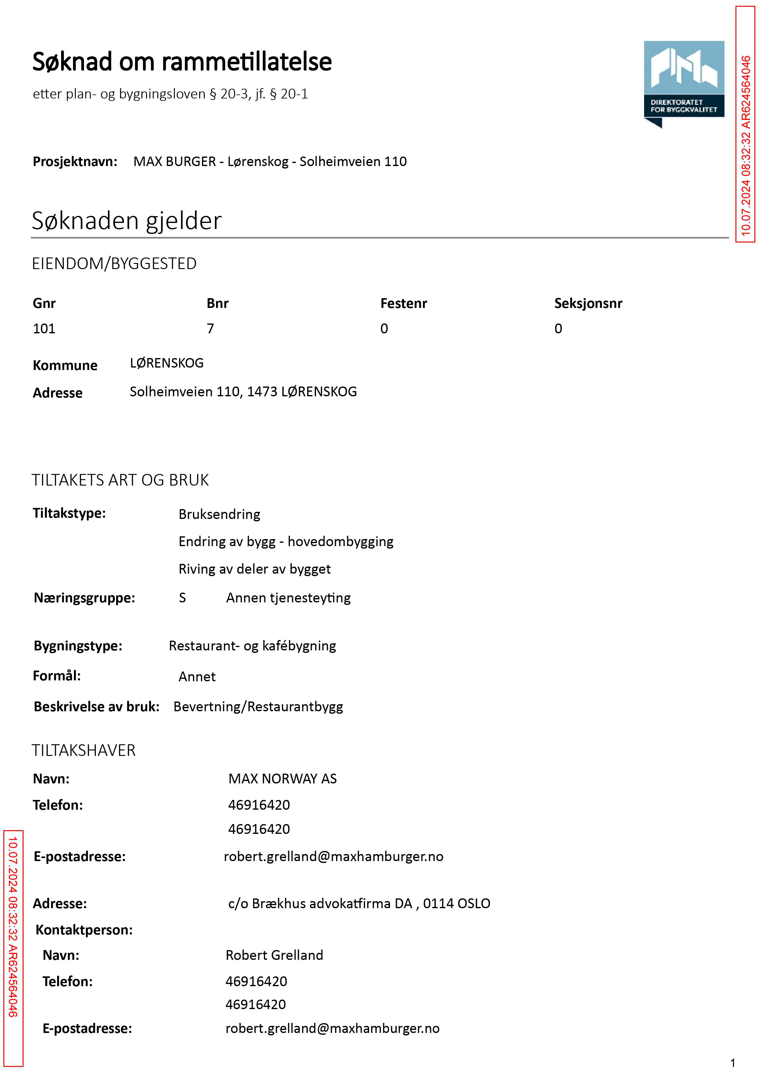 Søknad om rammetillatelse