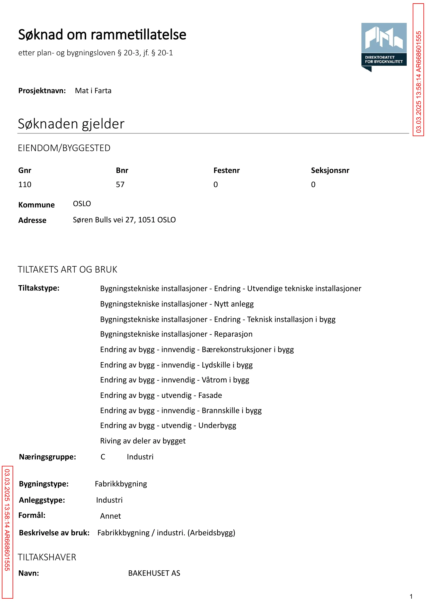 Søknad om rammetillatelse