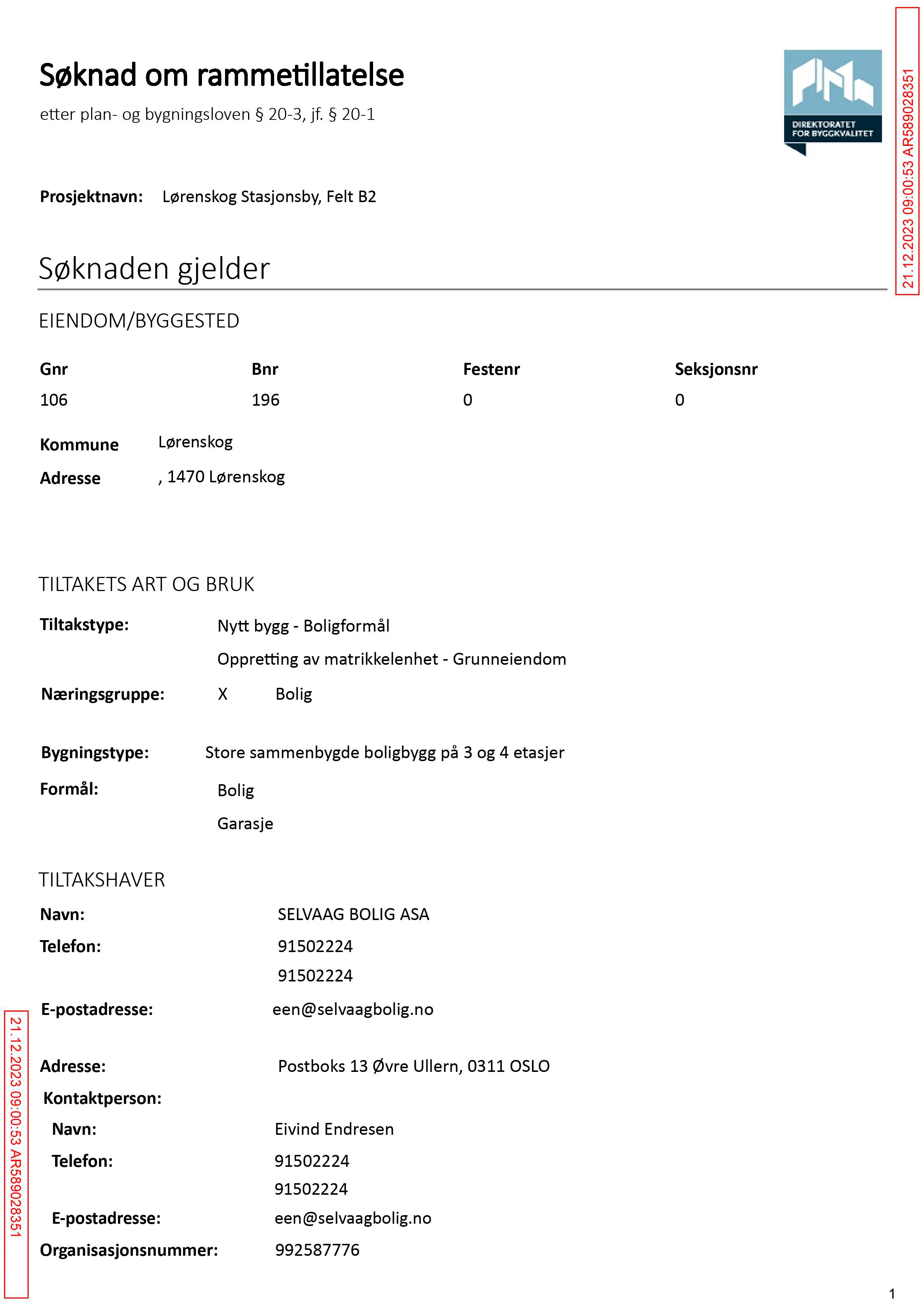 Søknad om rammetillatelse