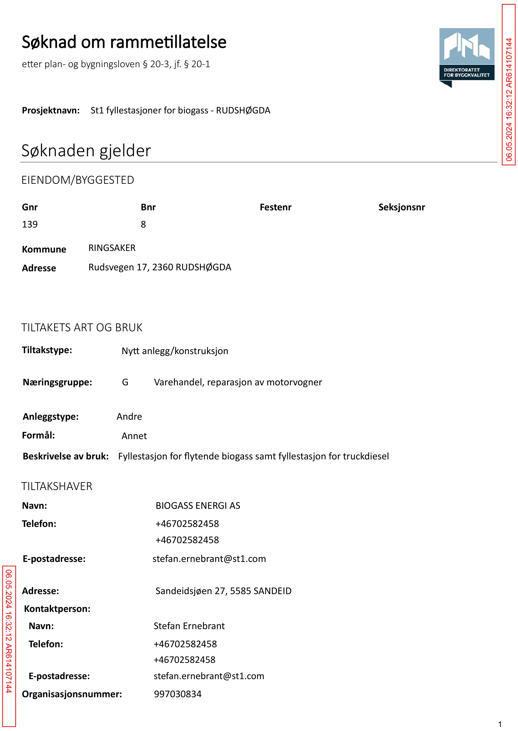 Søknad om rammetillatelse