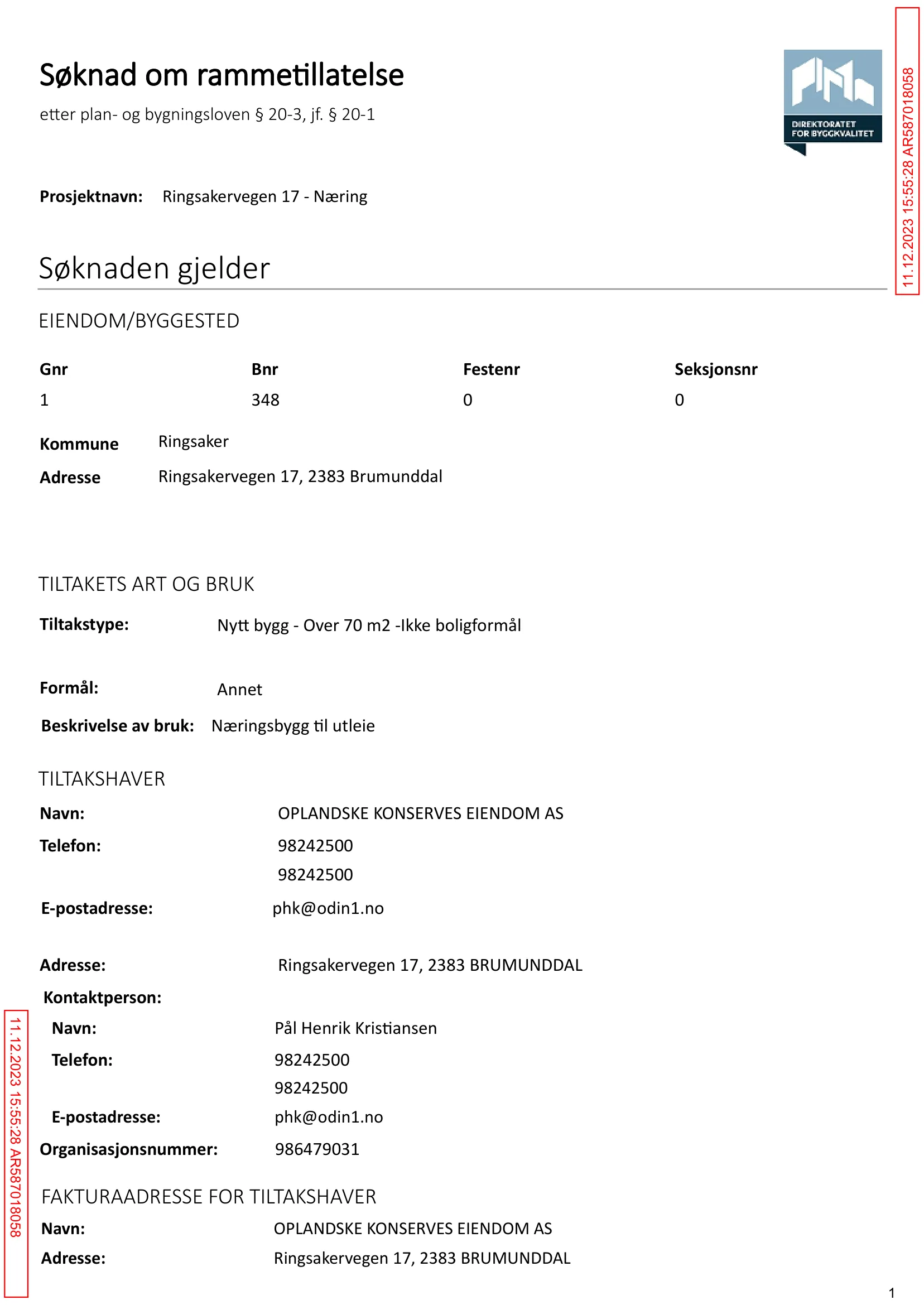 Søknad om rammetillatelse