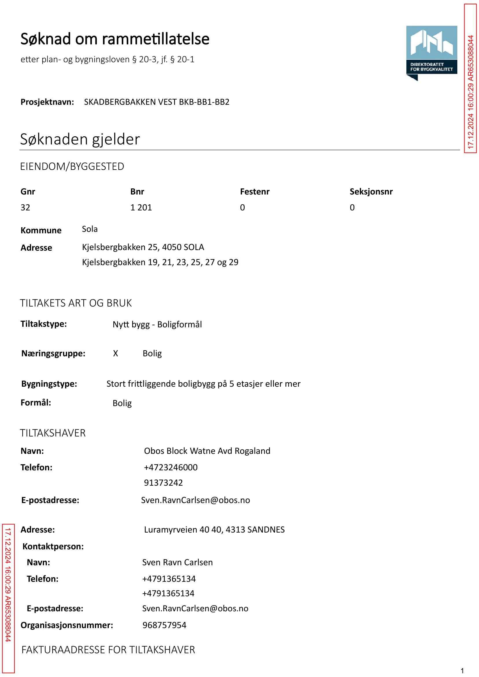 Søknad om rammetillatelse