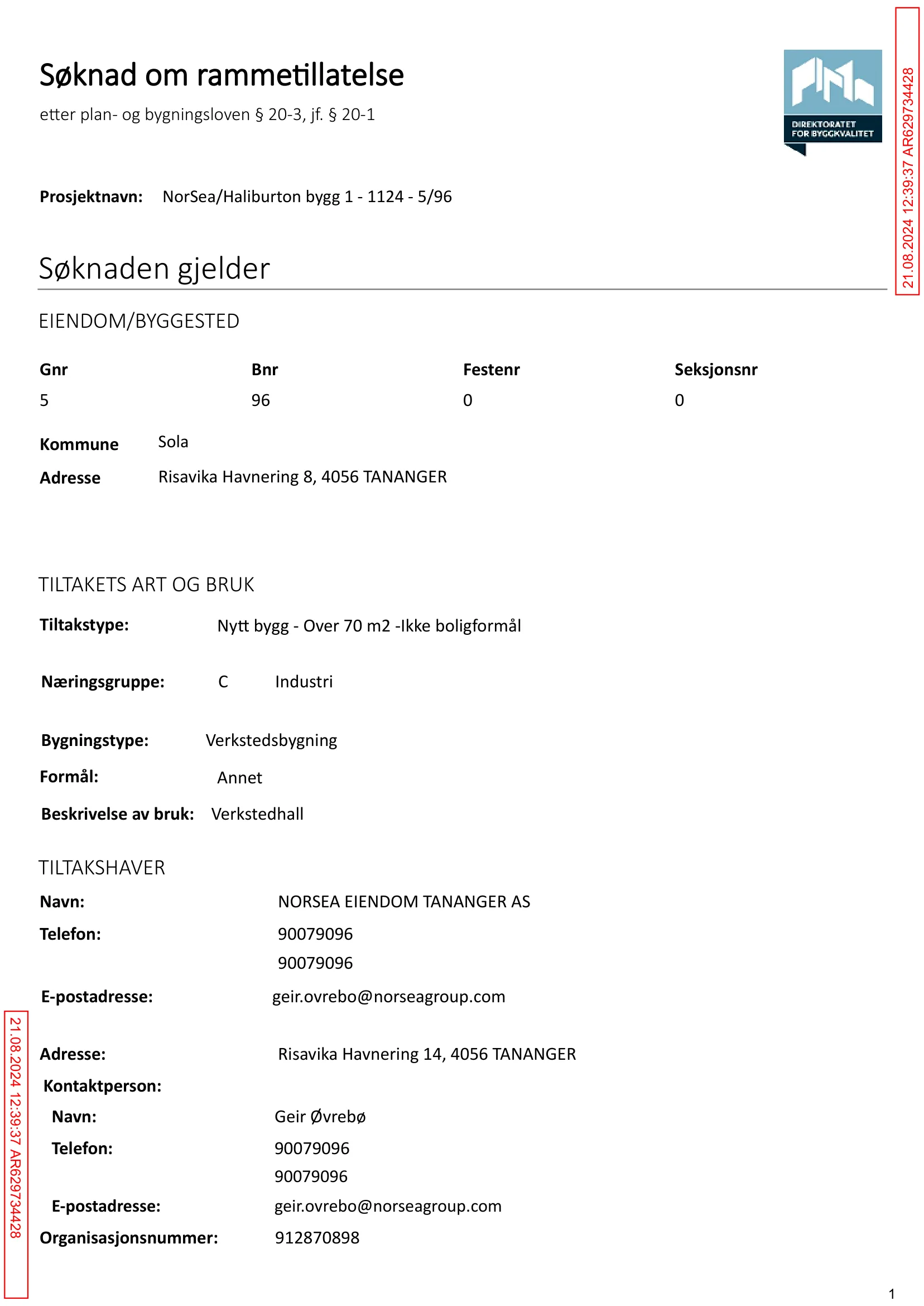Søknad om rammetillatelse