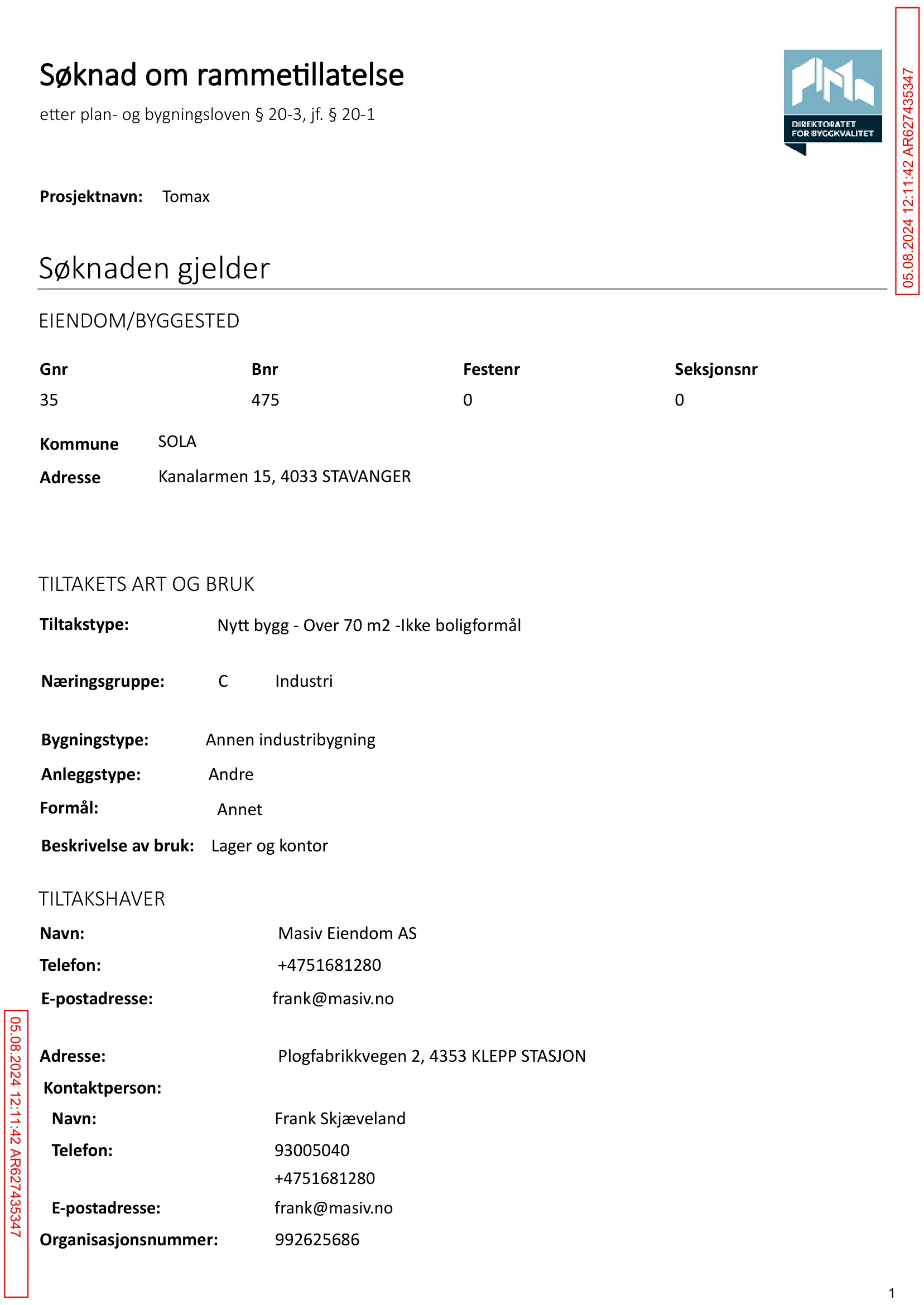 Søknad om rammetillatelse