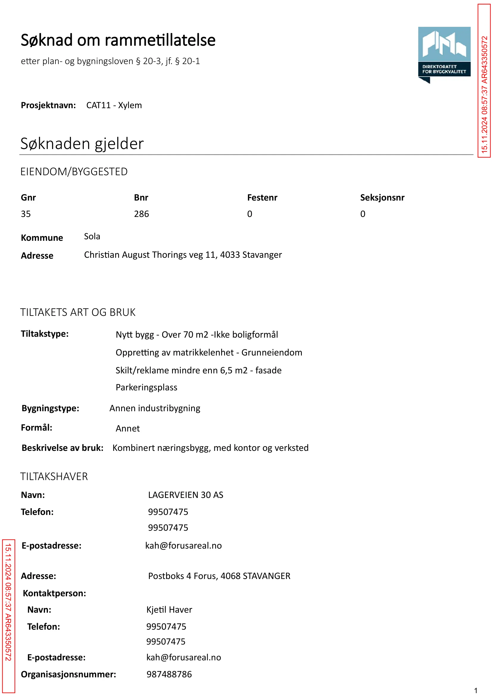 Søknad om rammetillatelse