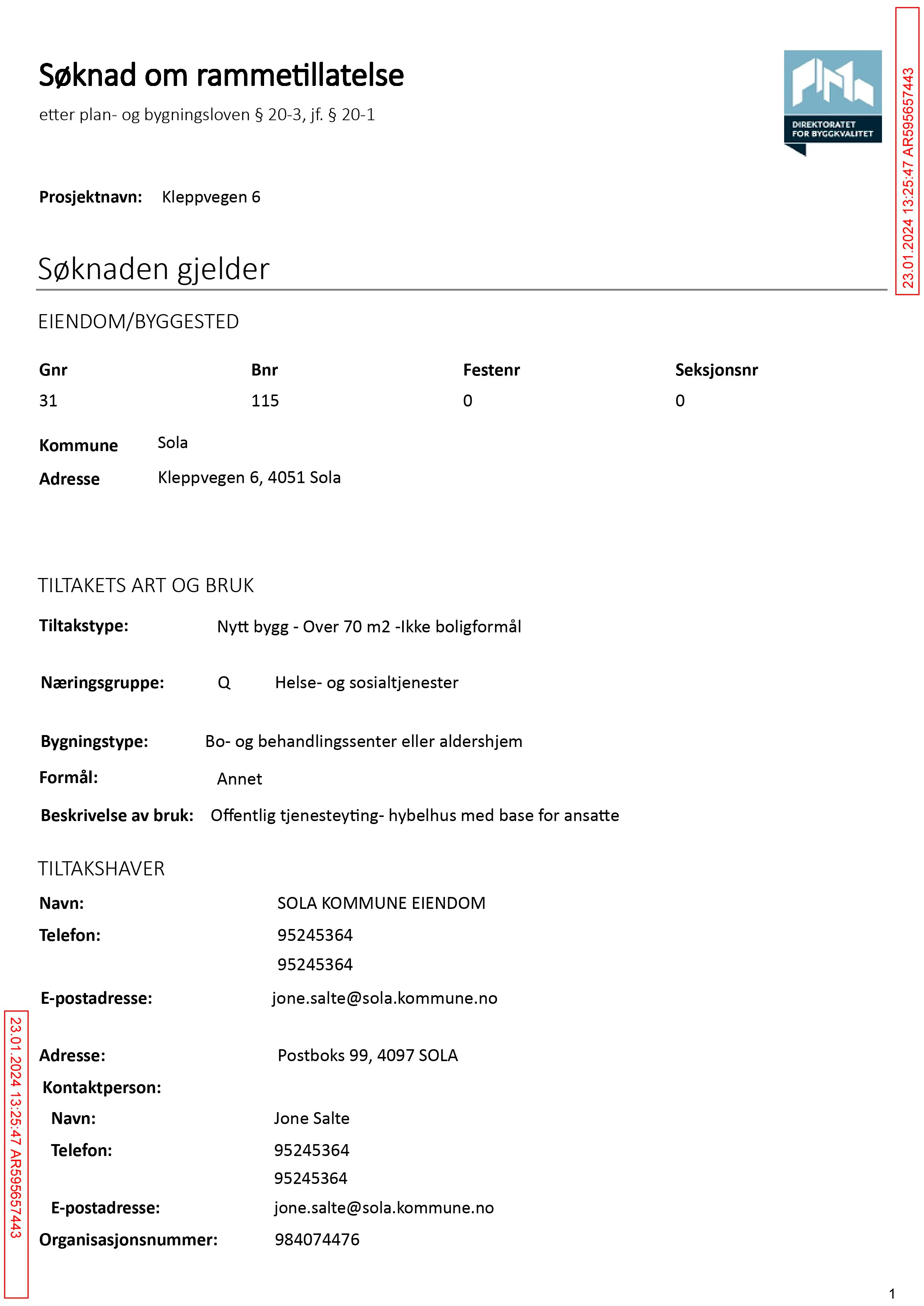 Søknad om rammetillatelse