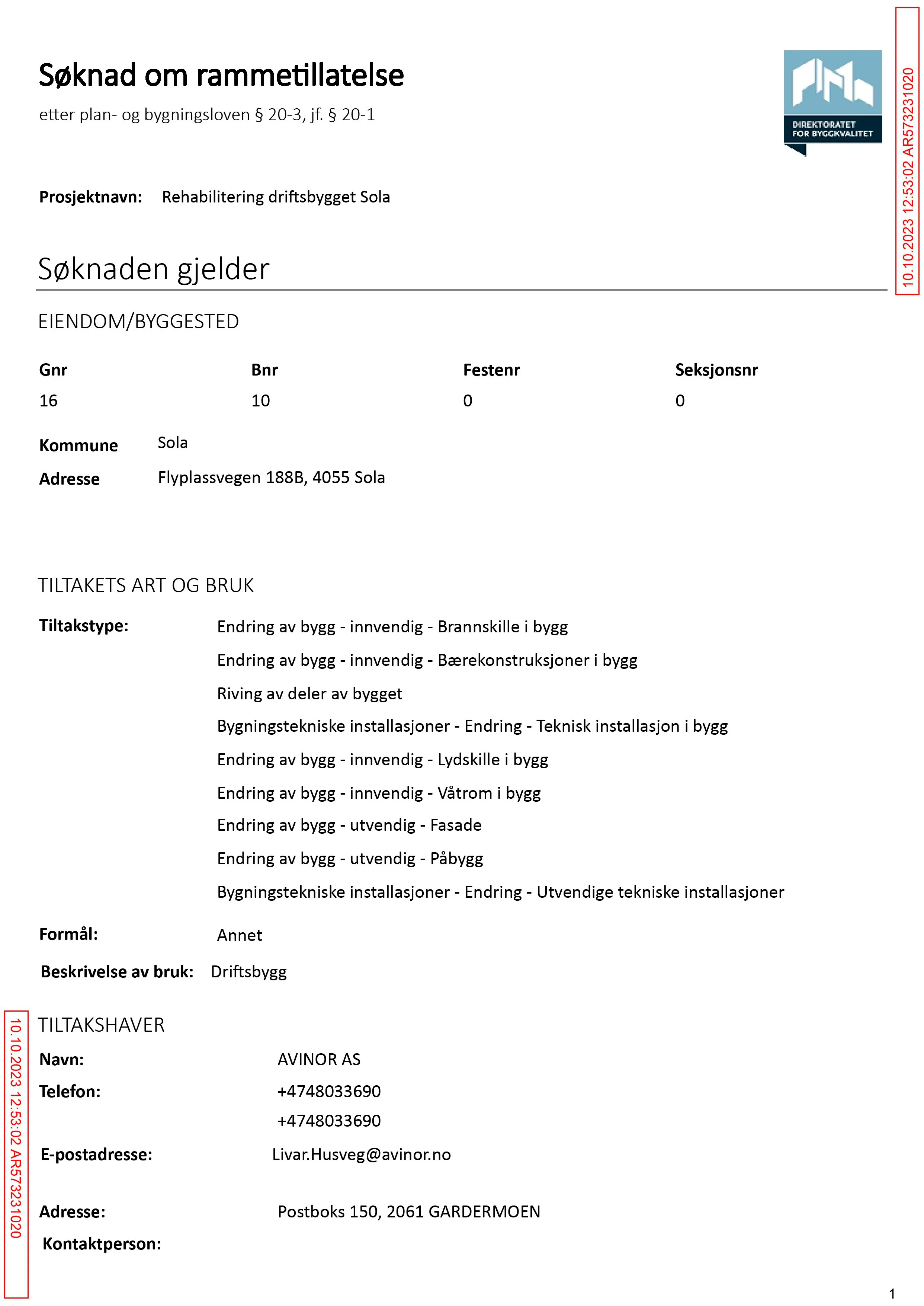 Søknad om rammetillatelse