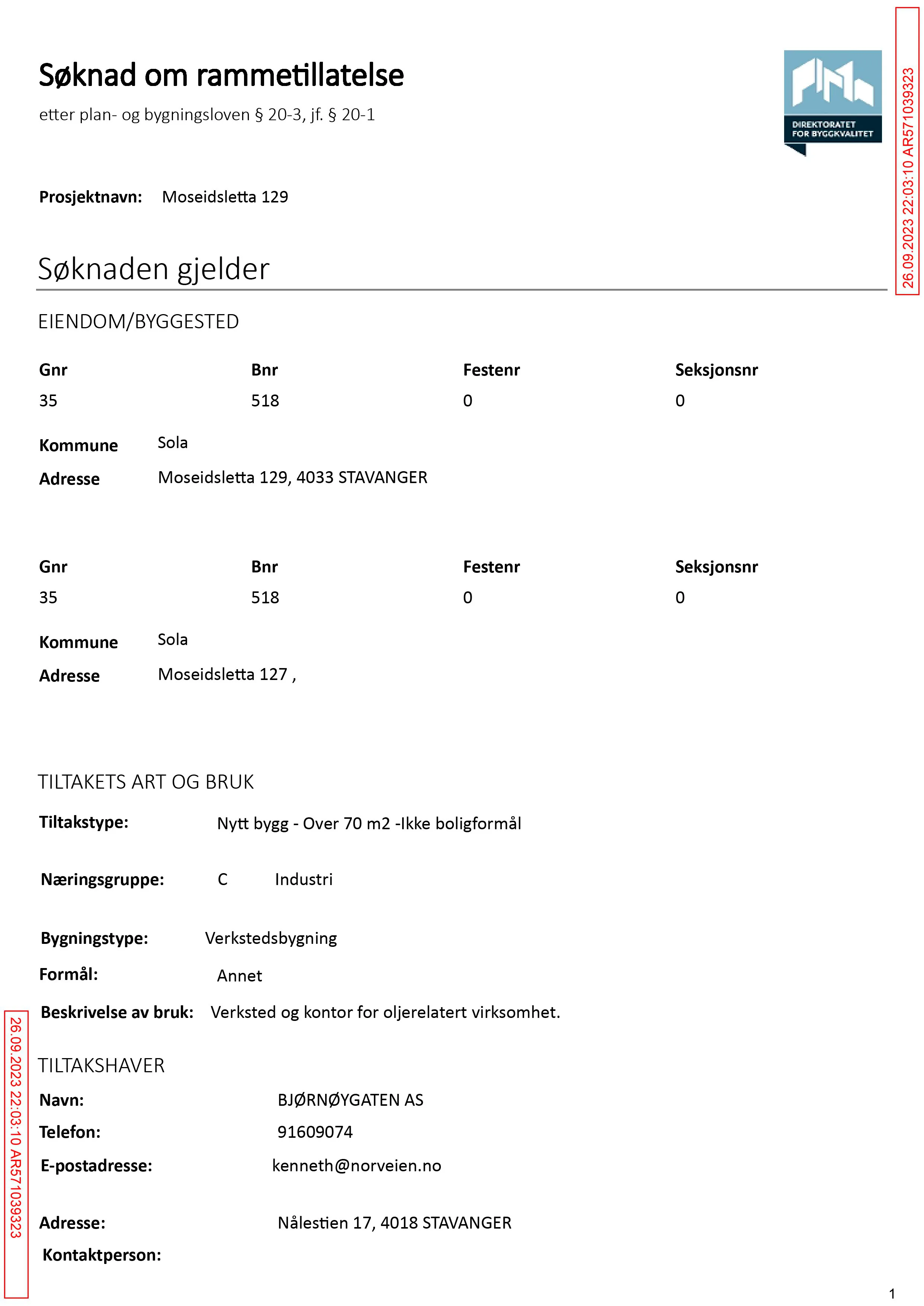 Søknad om rammetillatelse