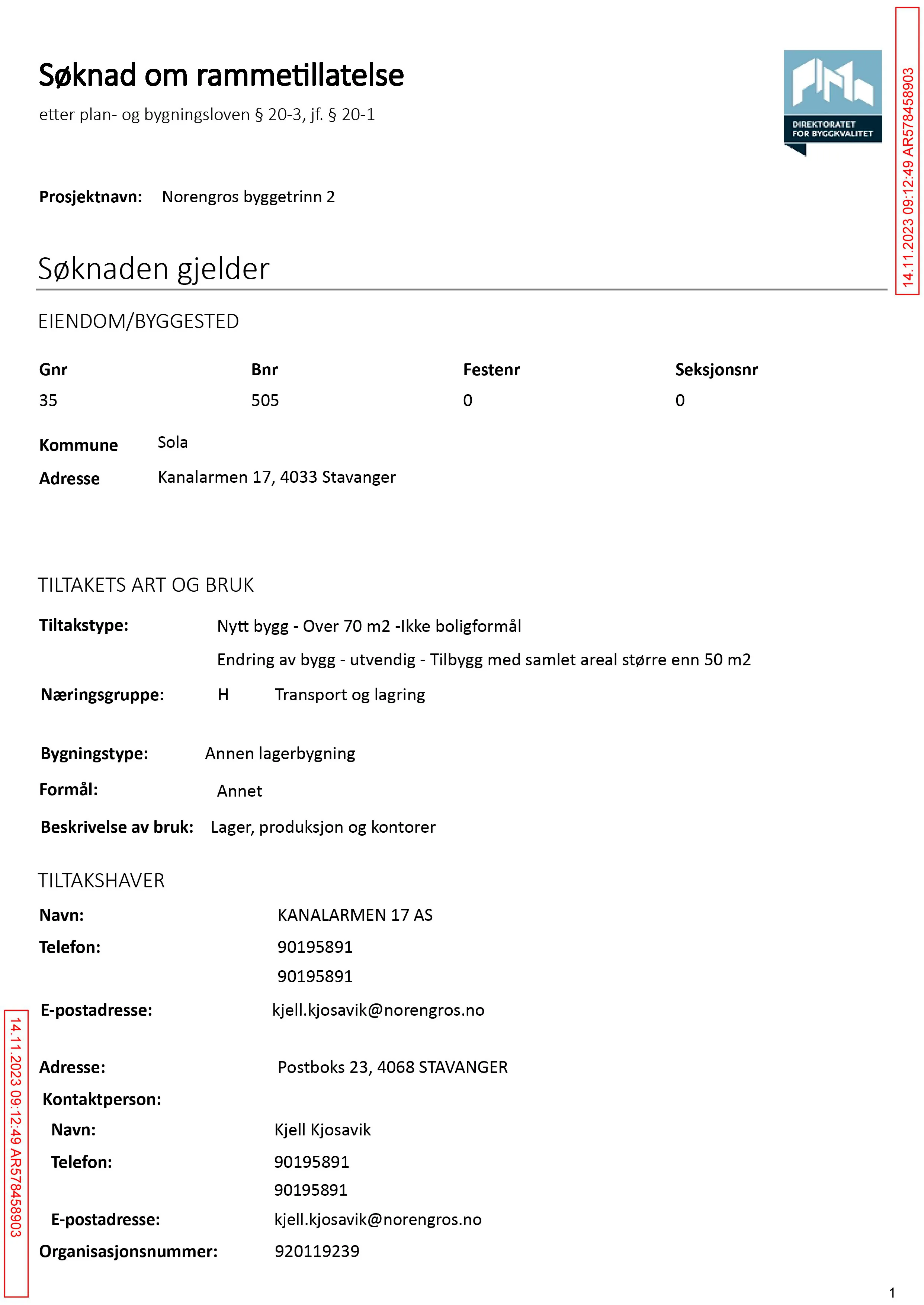 Søknad om rammetillatelse