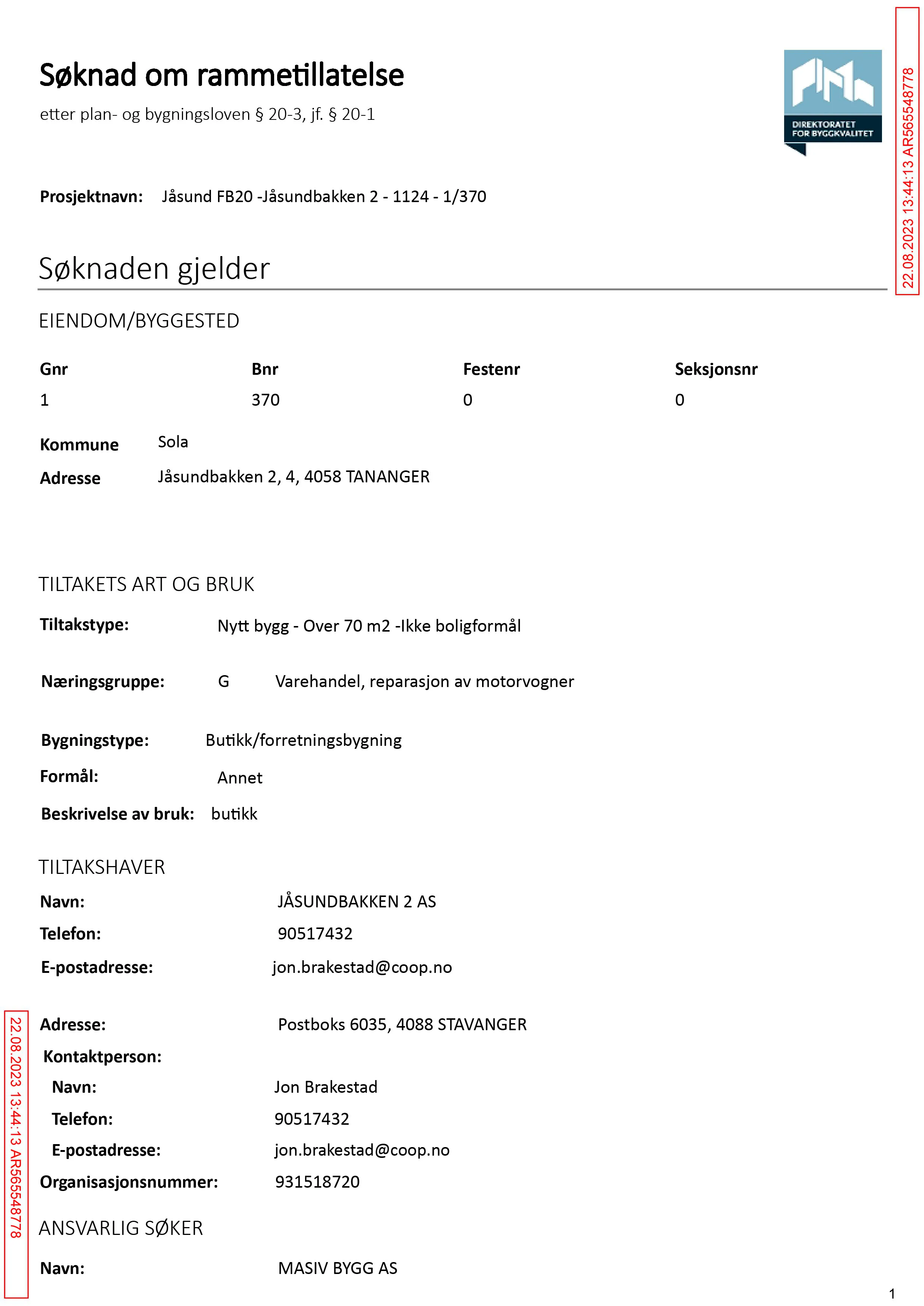 Søknad om rammetillatelse