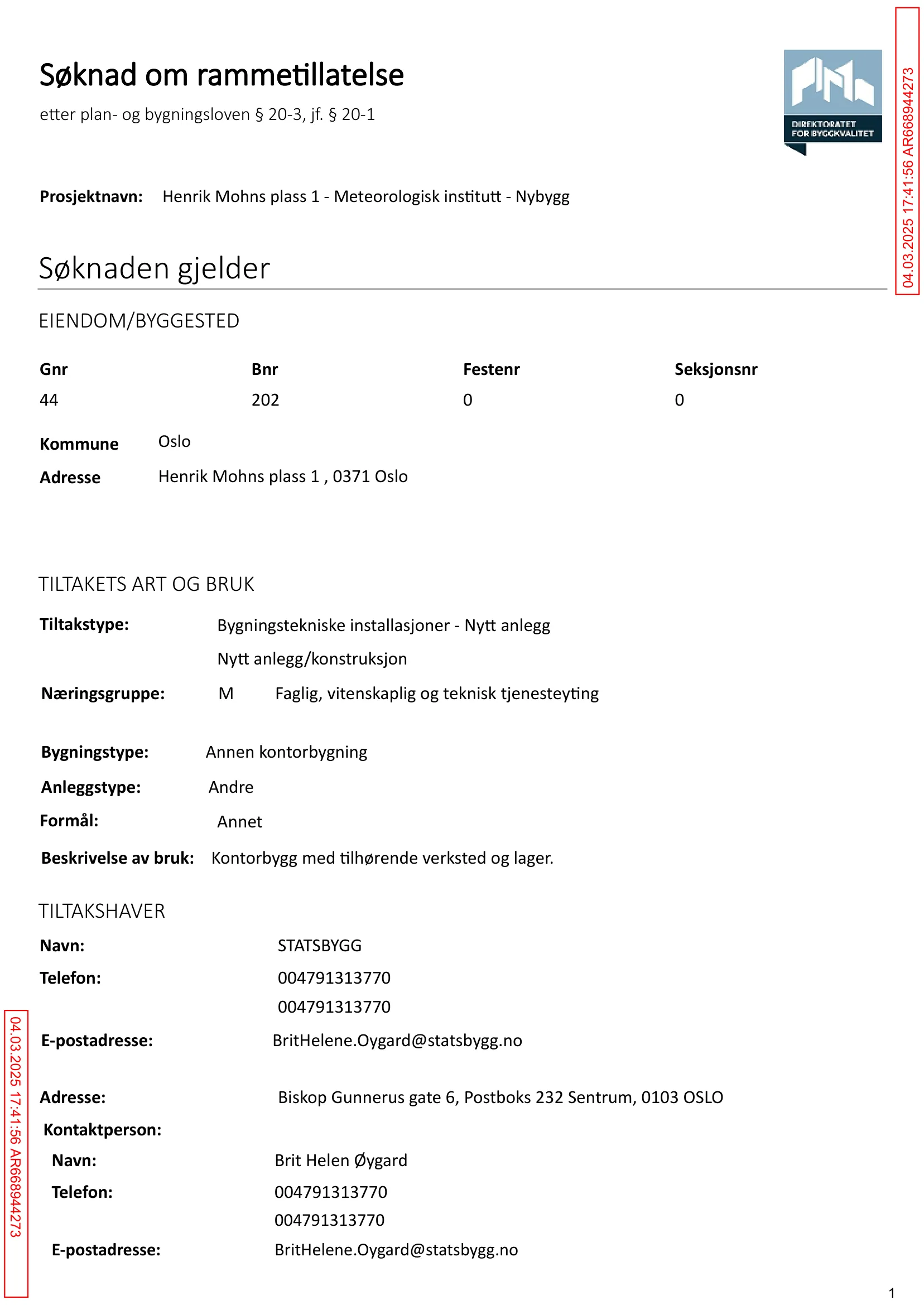 Søknad om rammetillatelse