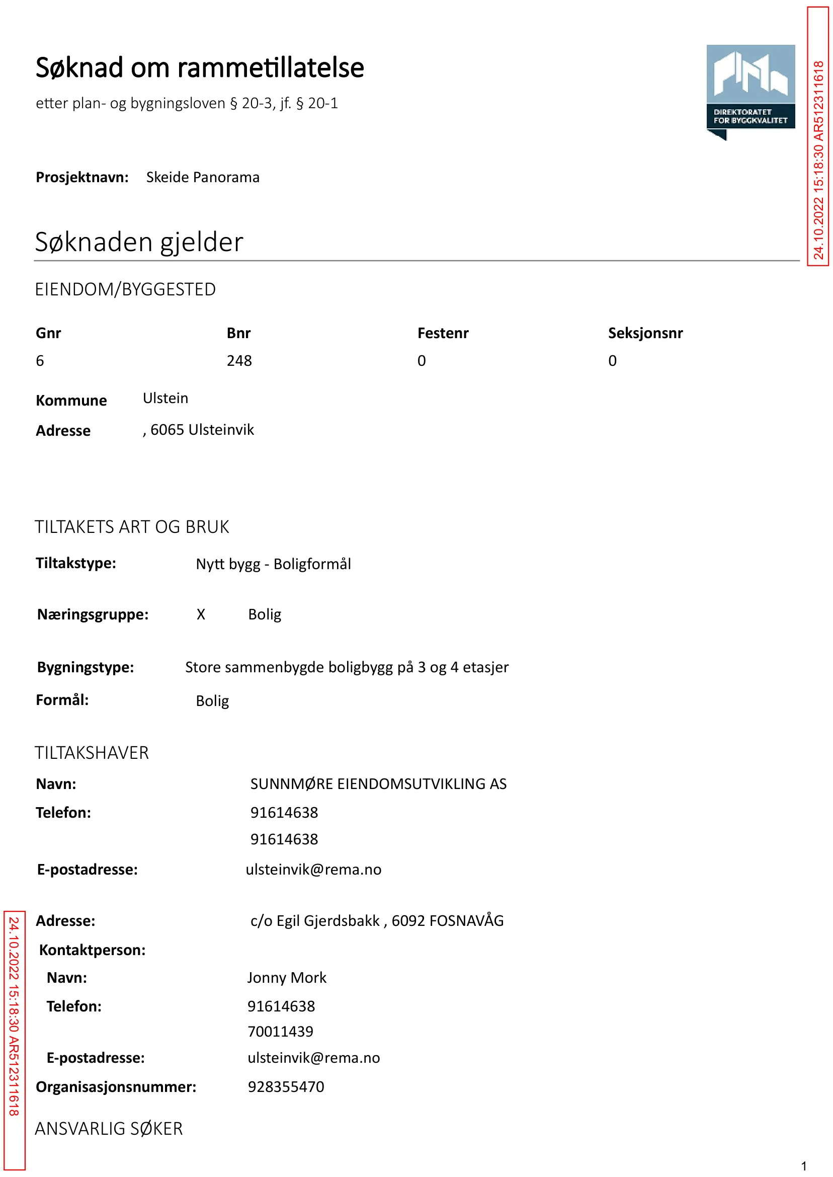 Søknad om rammetillatelse
