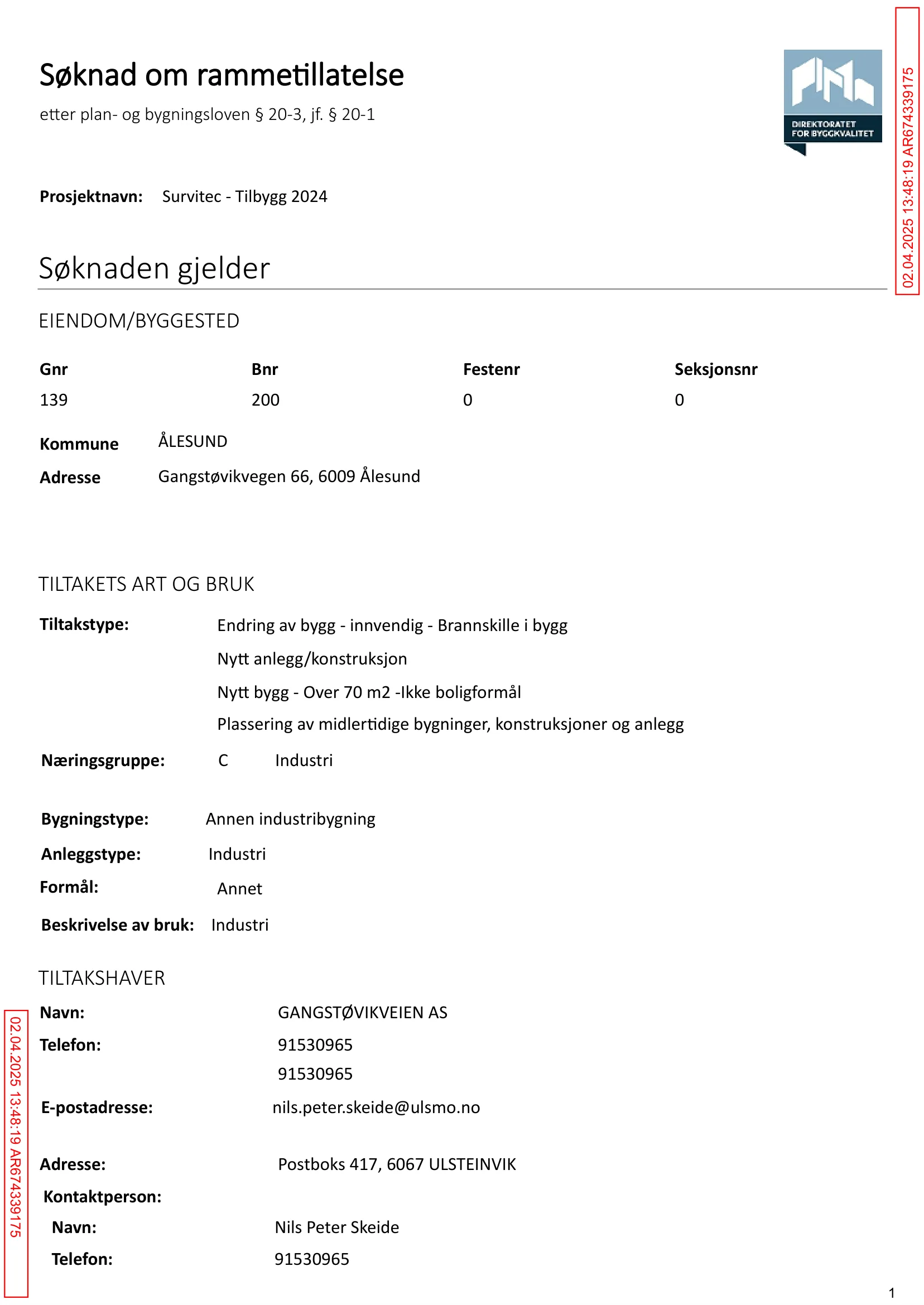 Søknad om rammetillatelse