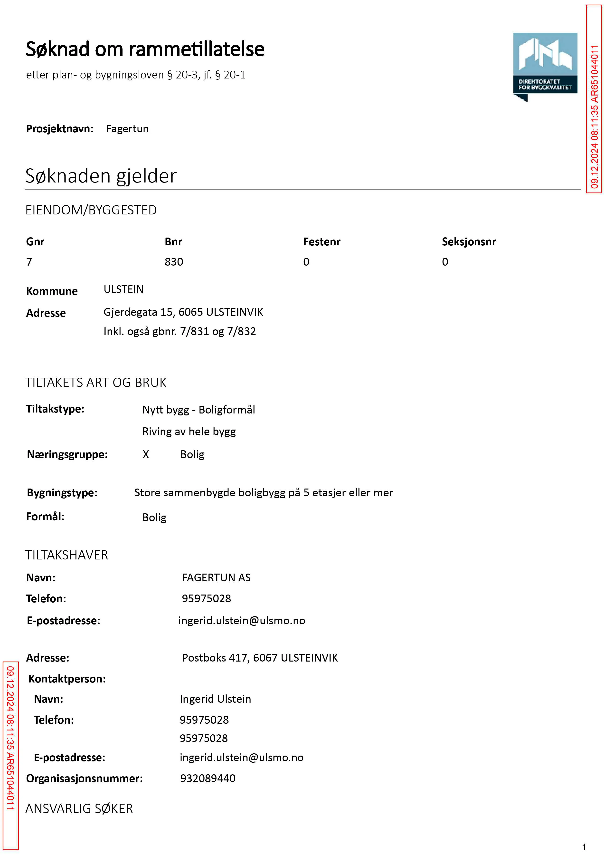 Søknad om rammetillatelse