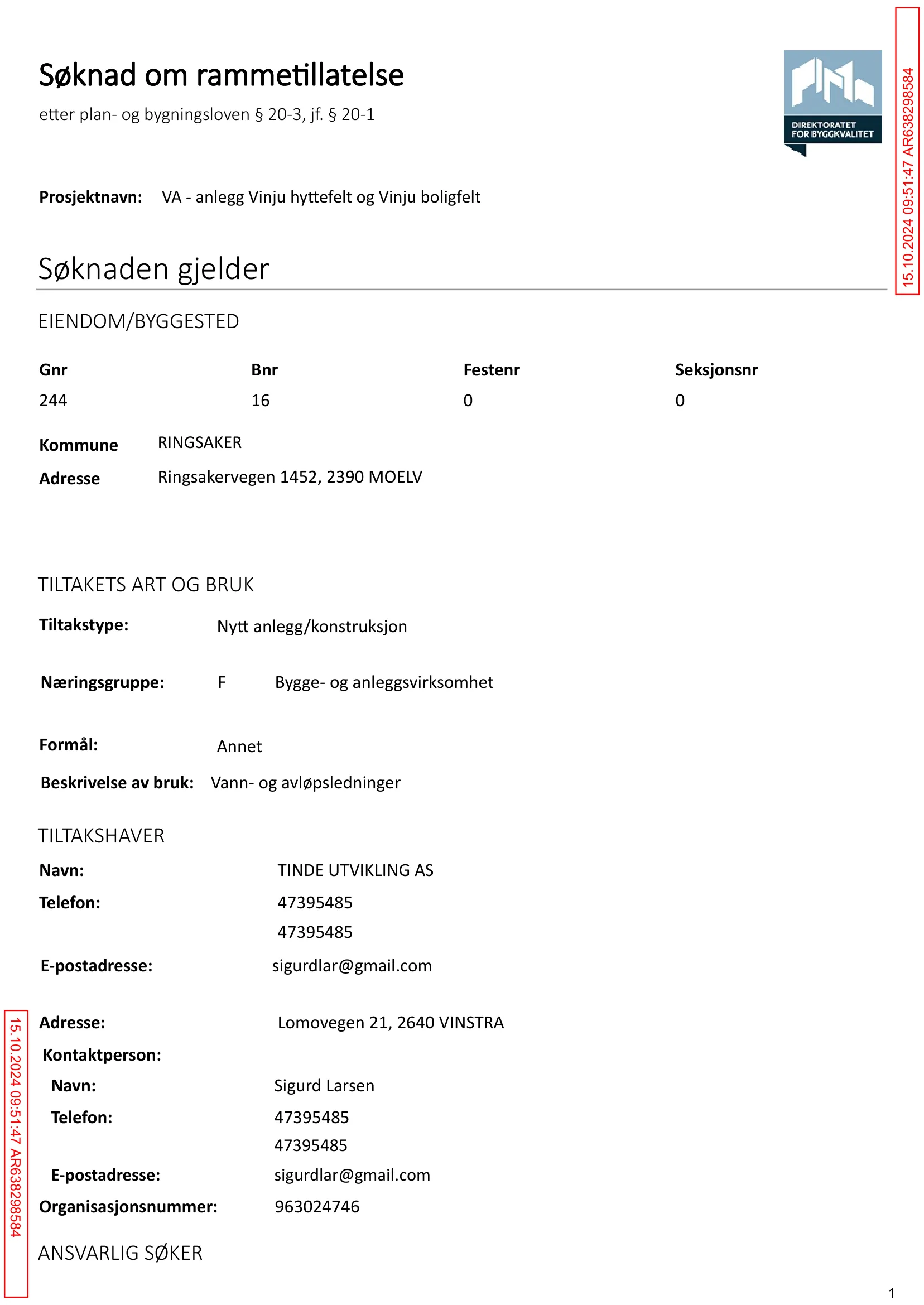 Søknad om rammetillatelse