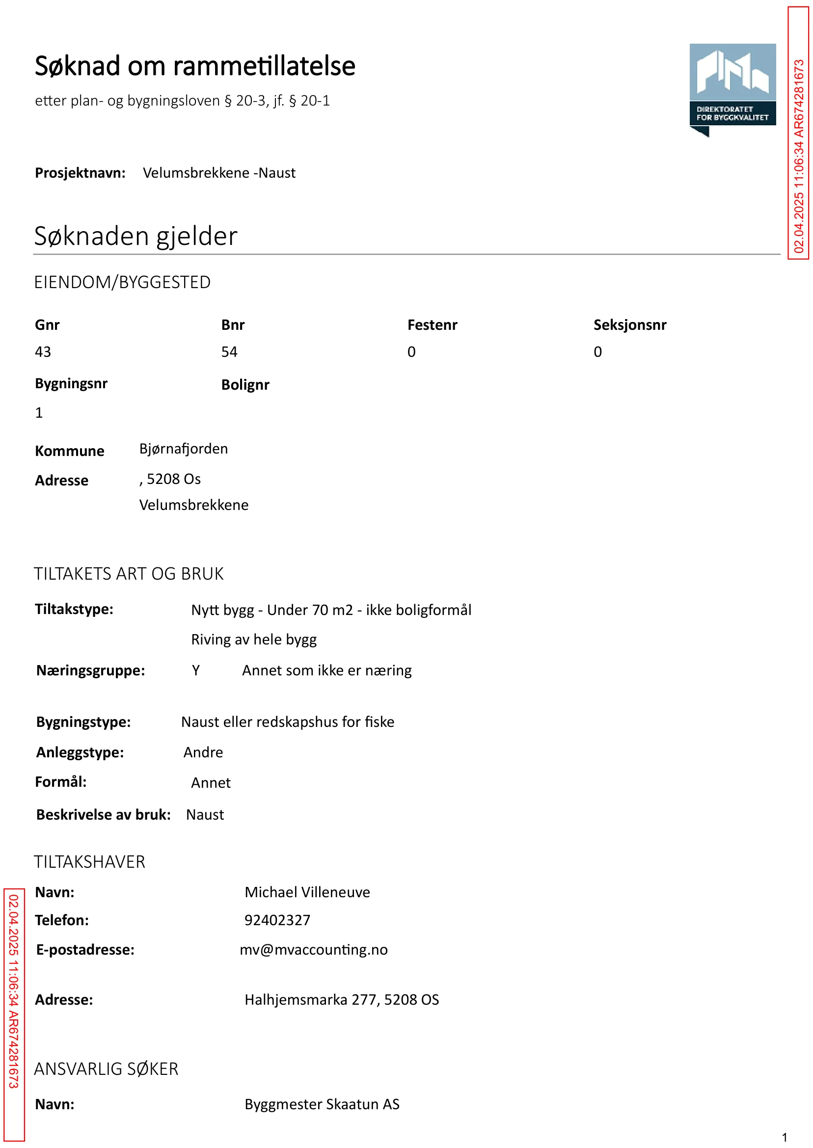 Søknad om rammetillatelse