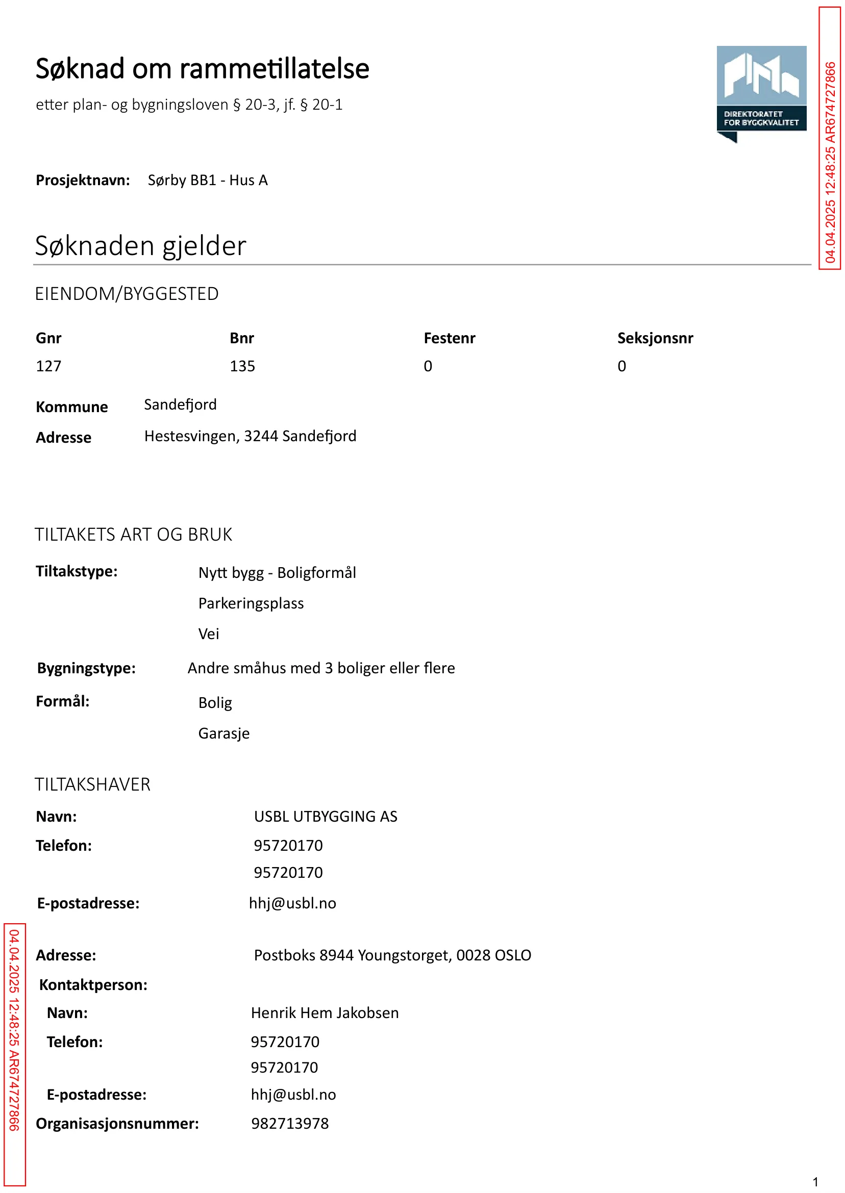 Søknad om rammetillatelse