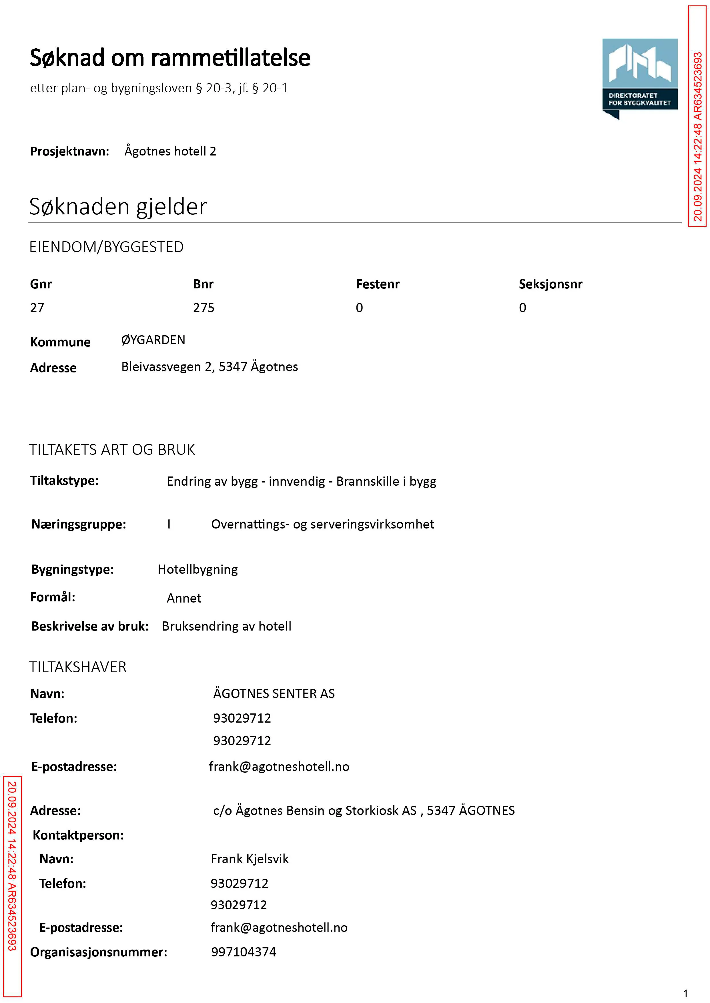 Søknad om rammetillatelse